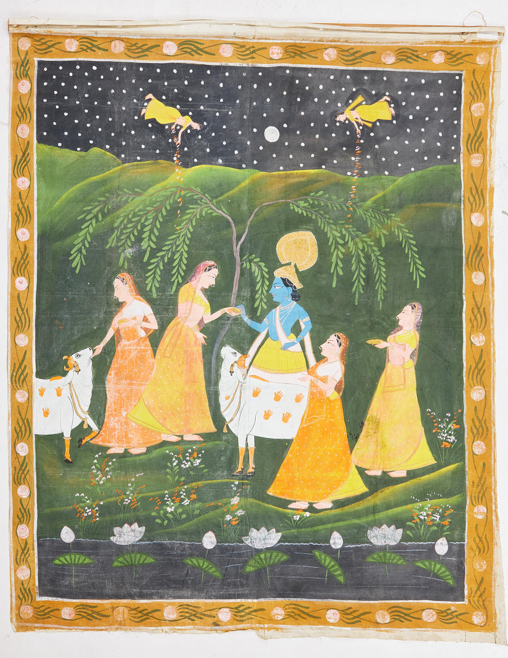 VÄGGBONAD. Indien, 1900 tal, gouache, figurkomposition.