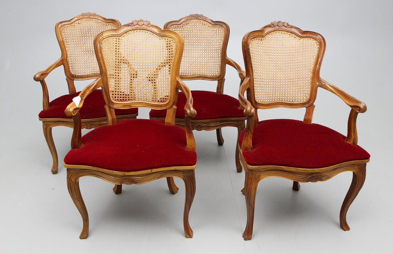 KARMSTOLAR, 4 st, rokokostil, 1900-talets senare hälft.