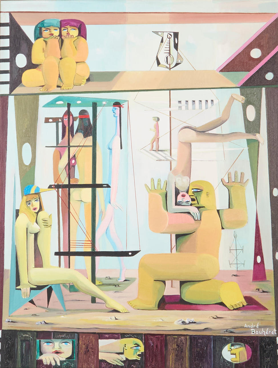 ANDRÉ BOUHÉRET. Oil painting, signed, "Amsterdam Schow", 1971.