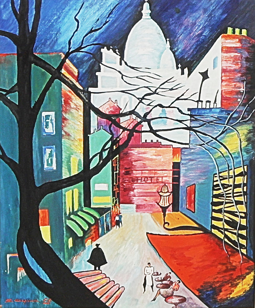 JAN SIGFRID ALFONS CARLSSON. Oil painting, Signed, 1956, cityscape.