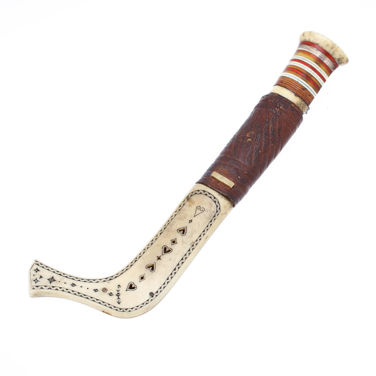 SAMEKNIV, läder och renhorn.