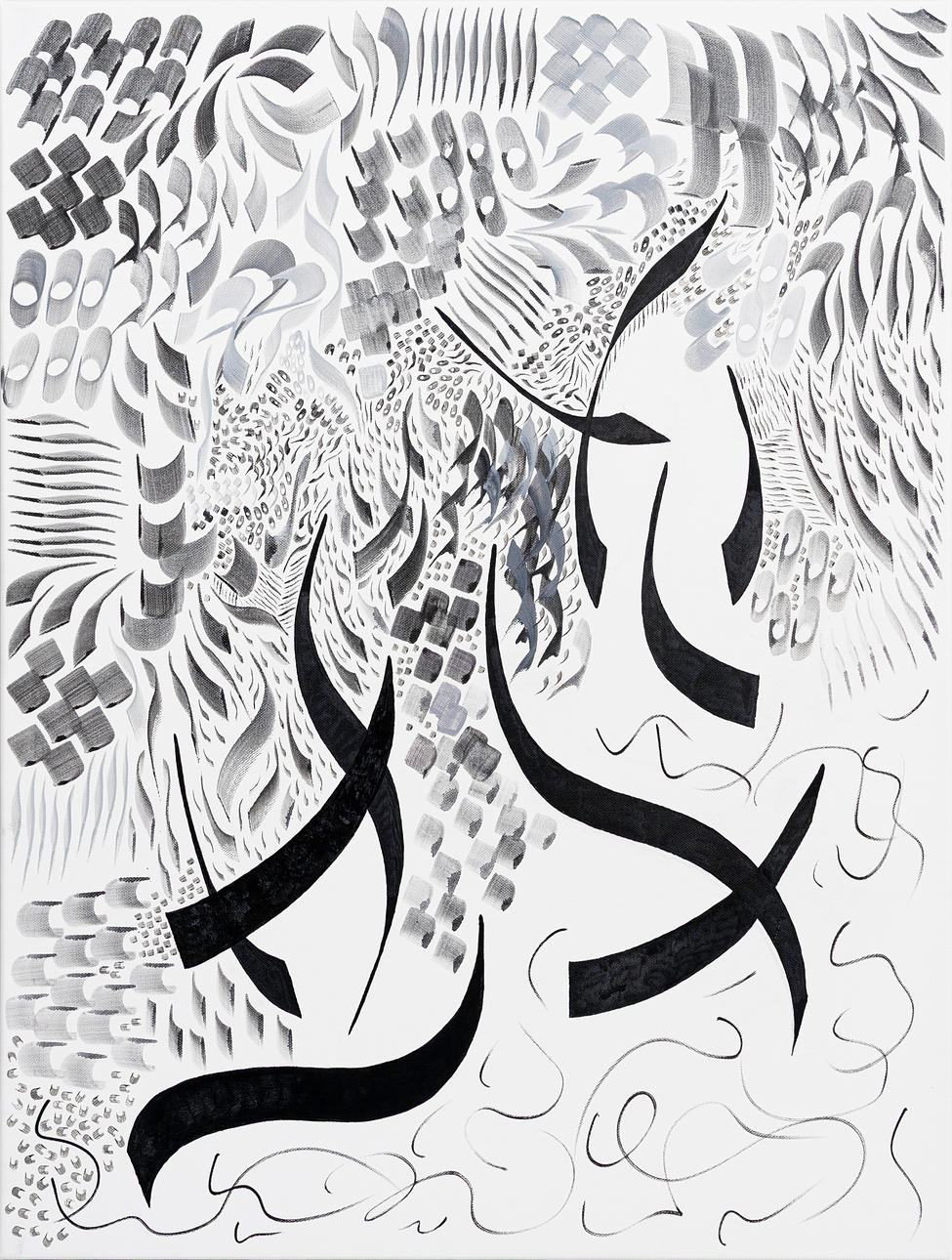 PARASTO BACKMAN. Composition, acrylic and ink on canvas, signed on the reverse.