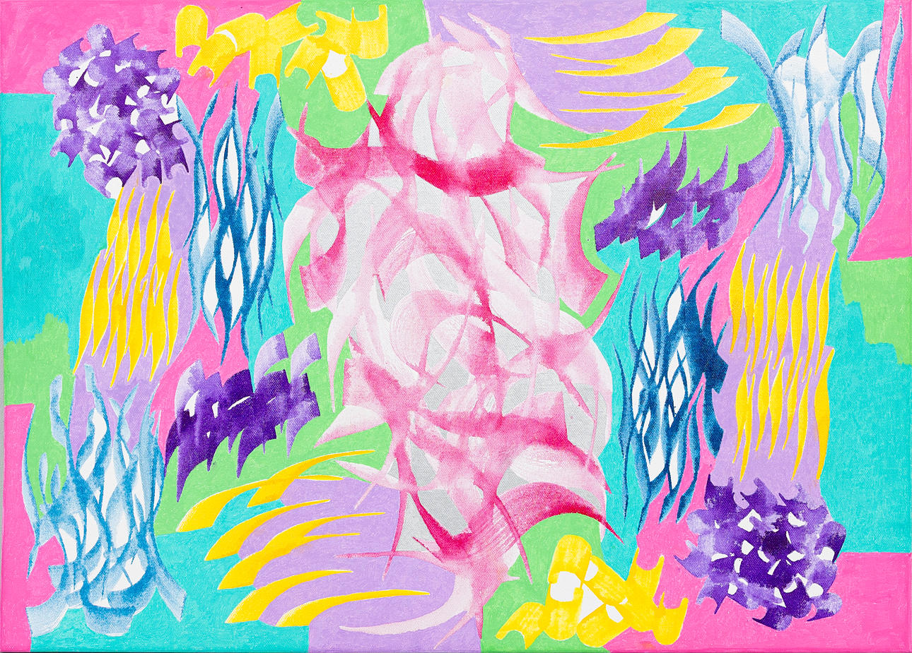 PARASTO BACKMAN. Composition, acrylic and ink on canvas, signed on the reverse.