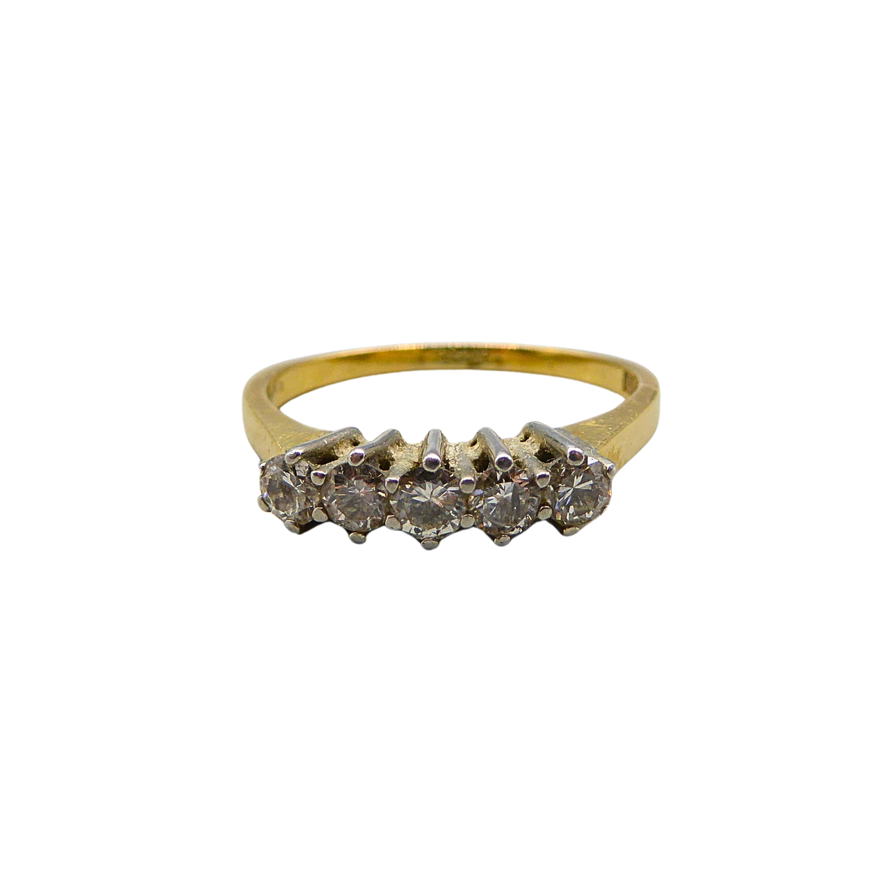 RING IN 18K YELLOW GOLD WITH FIVE DIAMONDS.