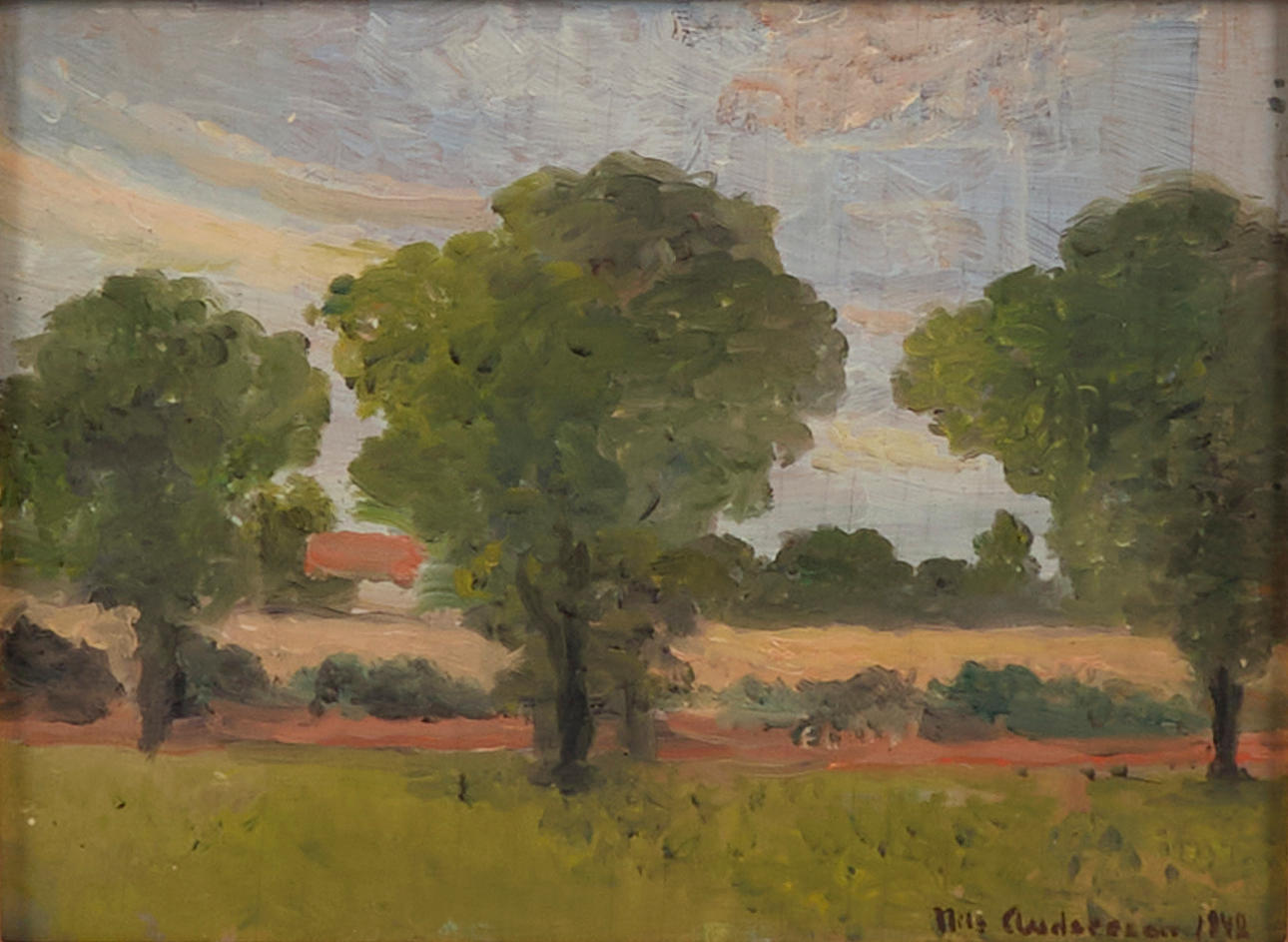 NILS ANDERSSON. Oil painting, signed, 1942, landscape.
