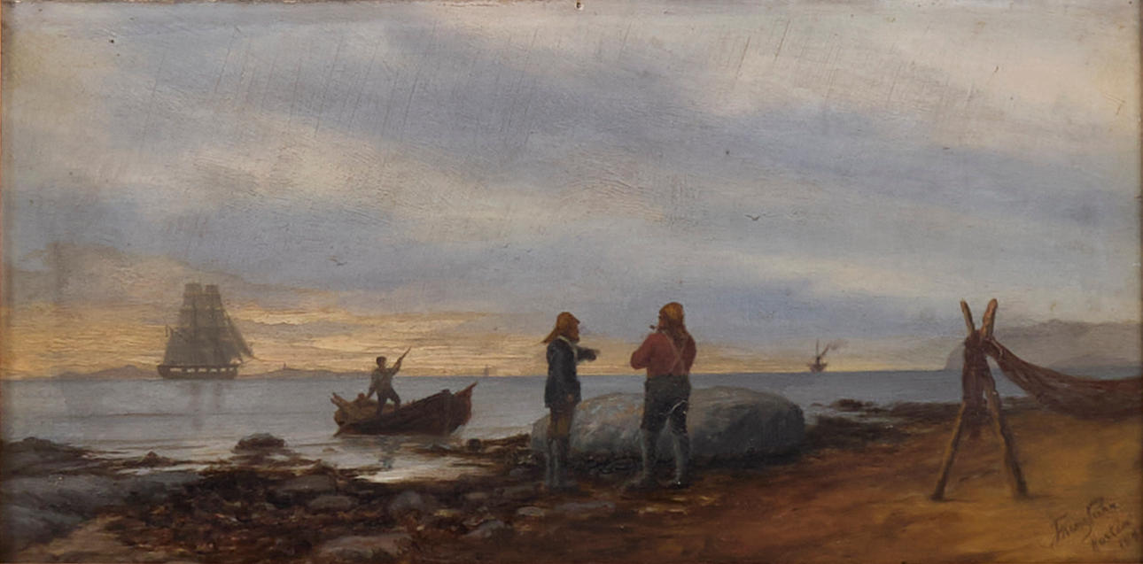 OIDENTIFIERAD KONSTNÄR. Oil painting, signed, 19th century, Fisherman.