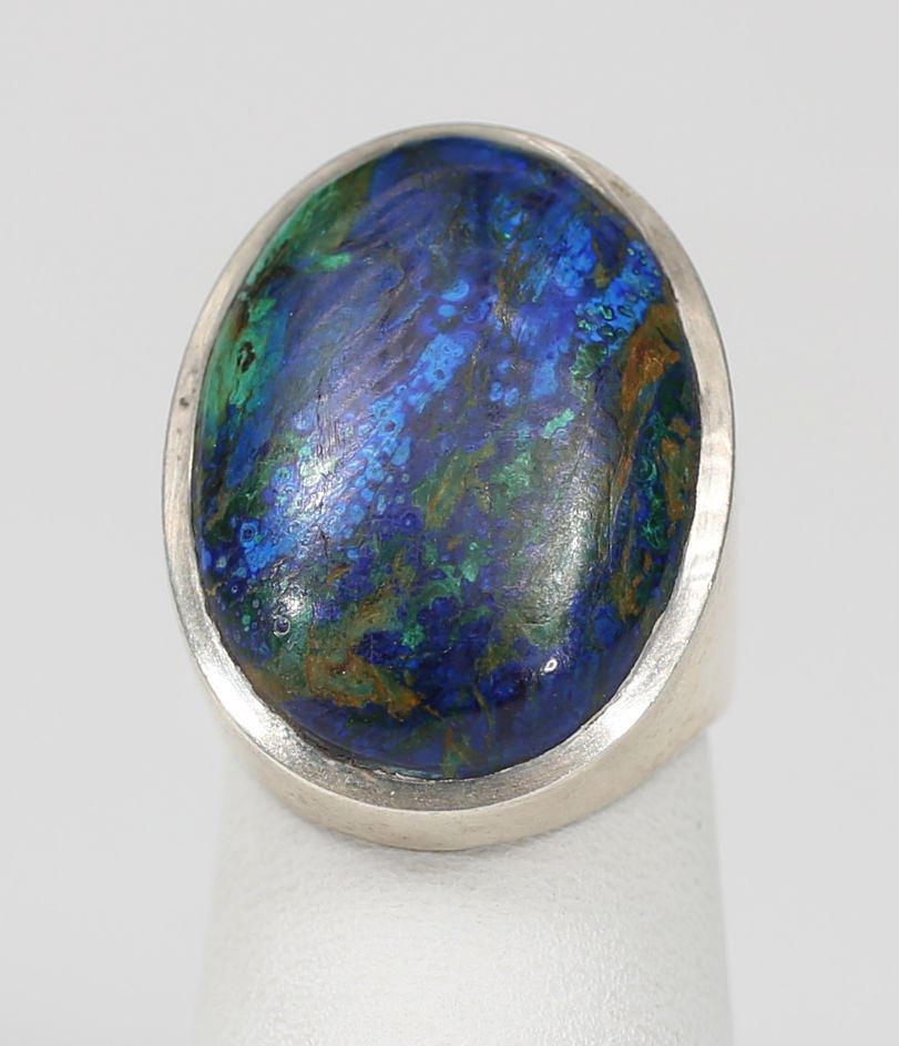 RING, sterlingsilver och blågrön sten, total vikt 15,2 gram.