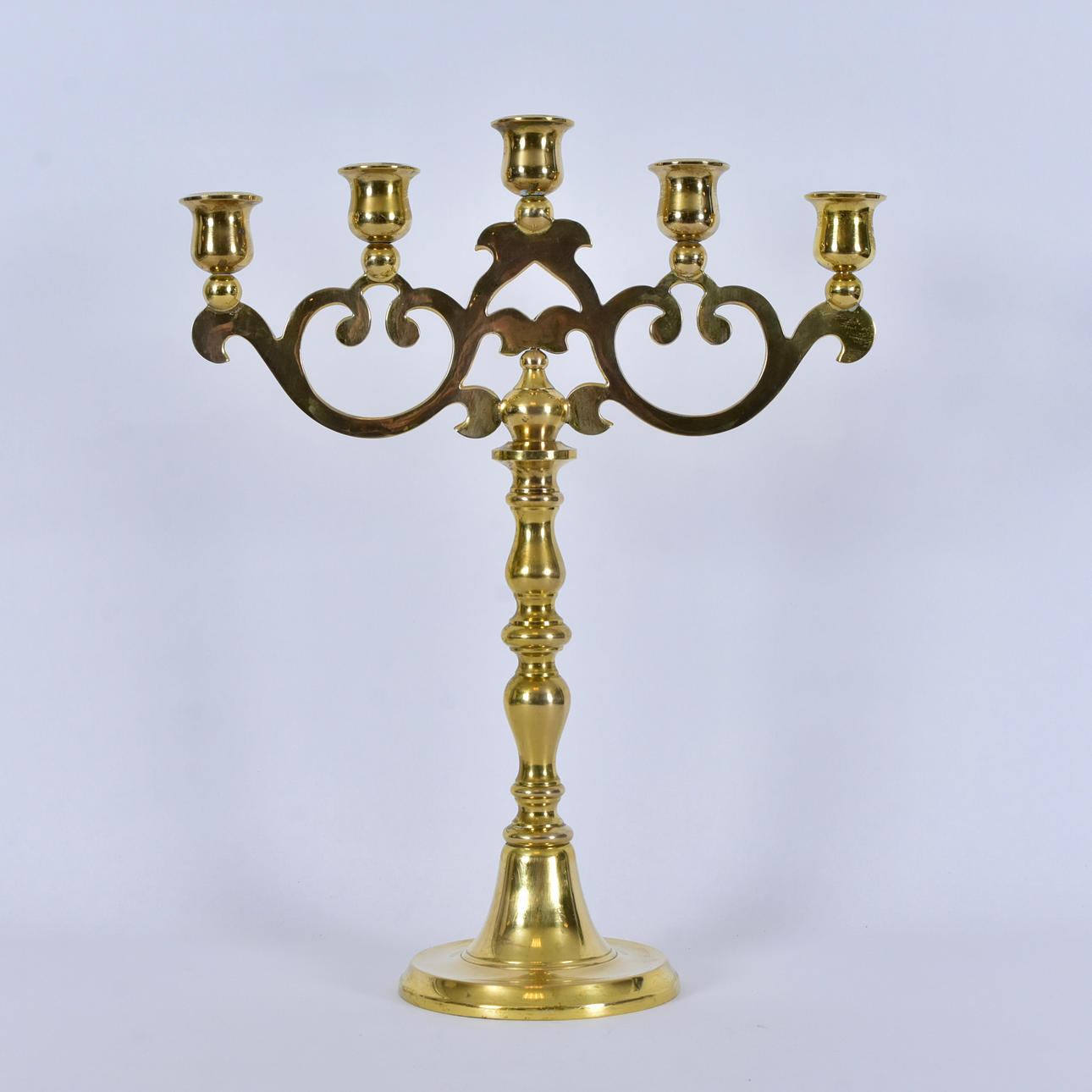 KANDELABER, 5-armad, mässing, 1900-tal.
