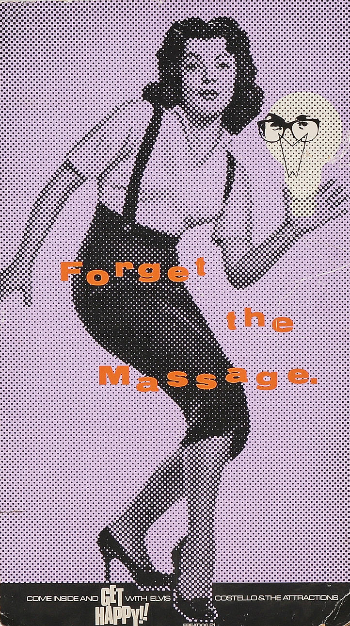 AFFISCH, papp, "Forget the massage", Elvis Costello.