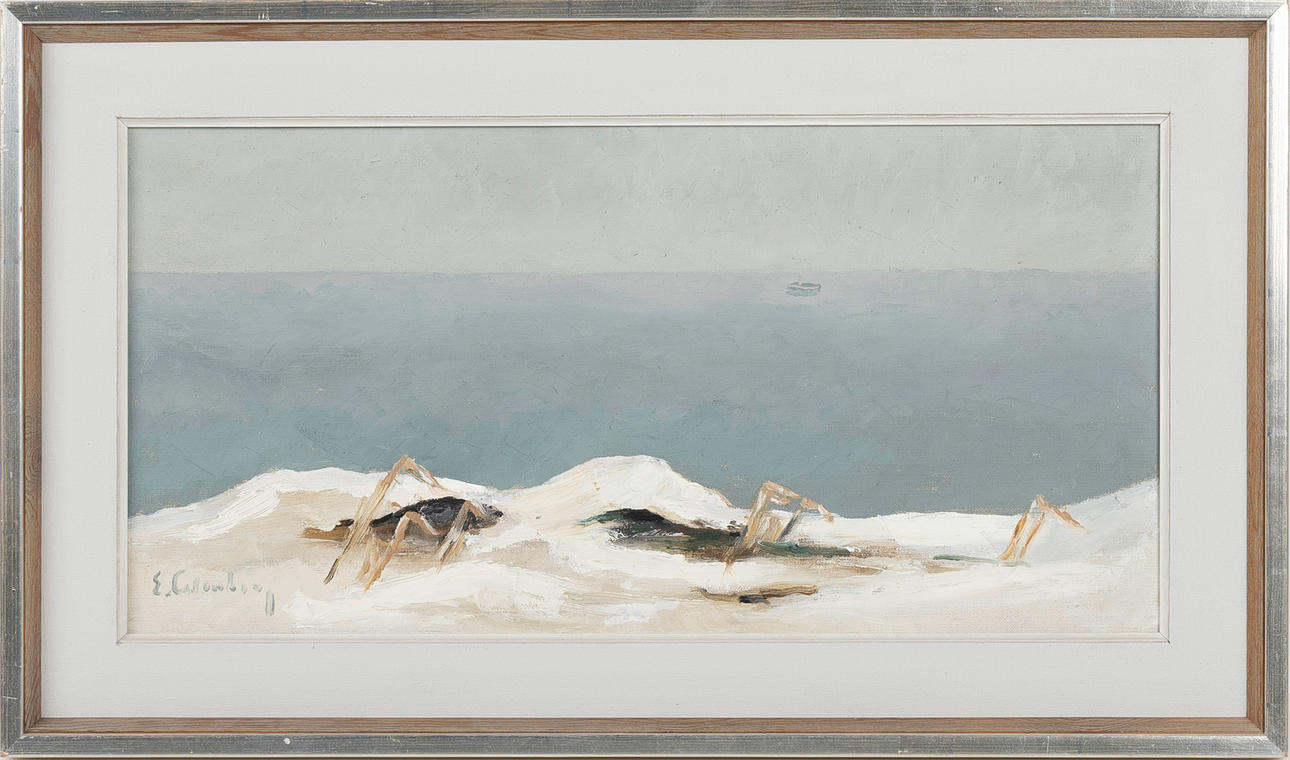ERIC CEDERBERG. "Vinter vid sundet", olja på duk, signerad 1965.