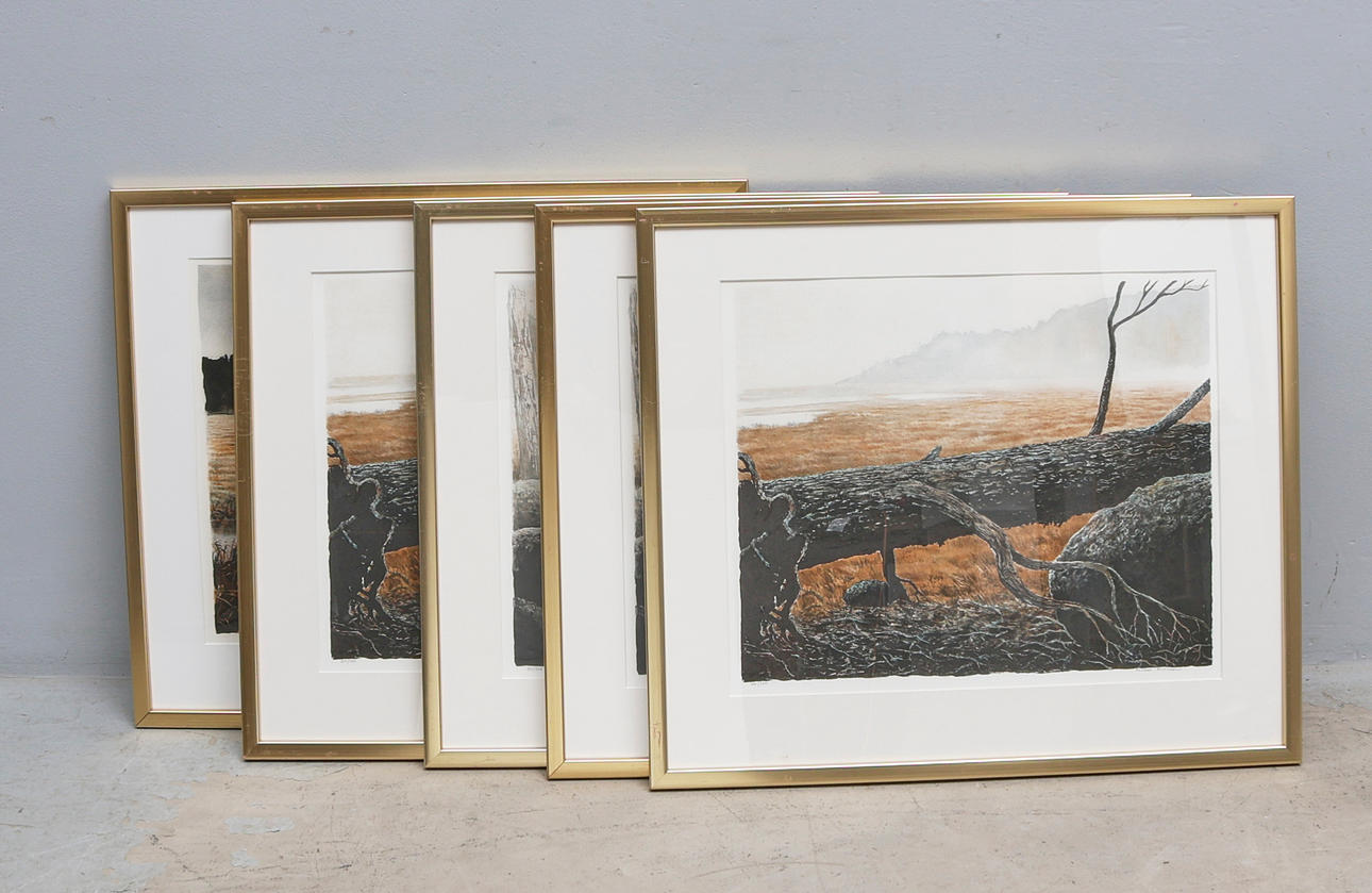 MIKAEL KIHLMAN. Colour lithographs 5 pcs, Signed and numbered, Landscapes.