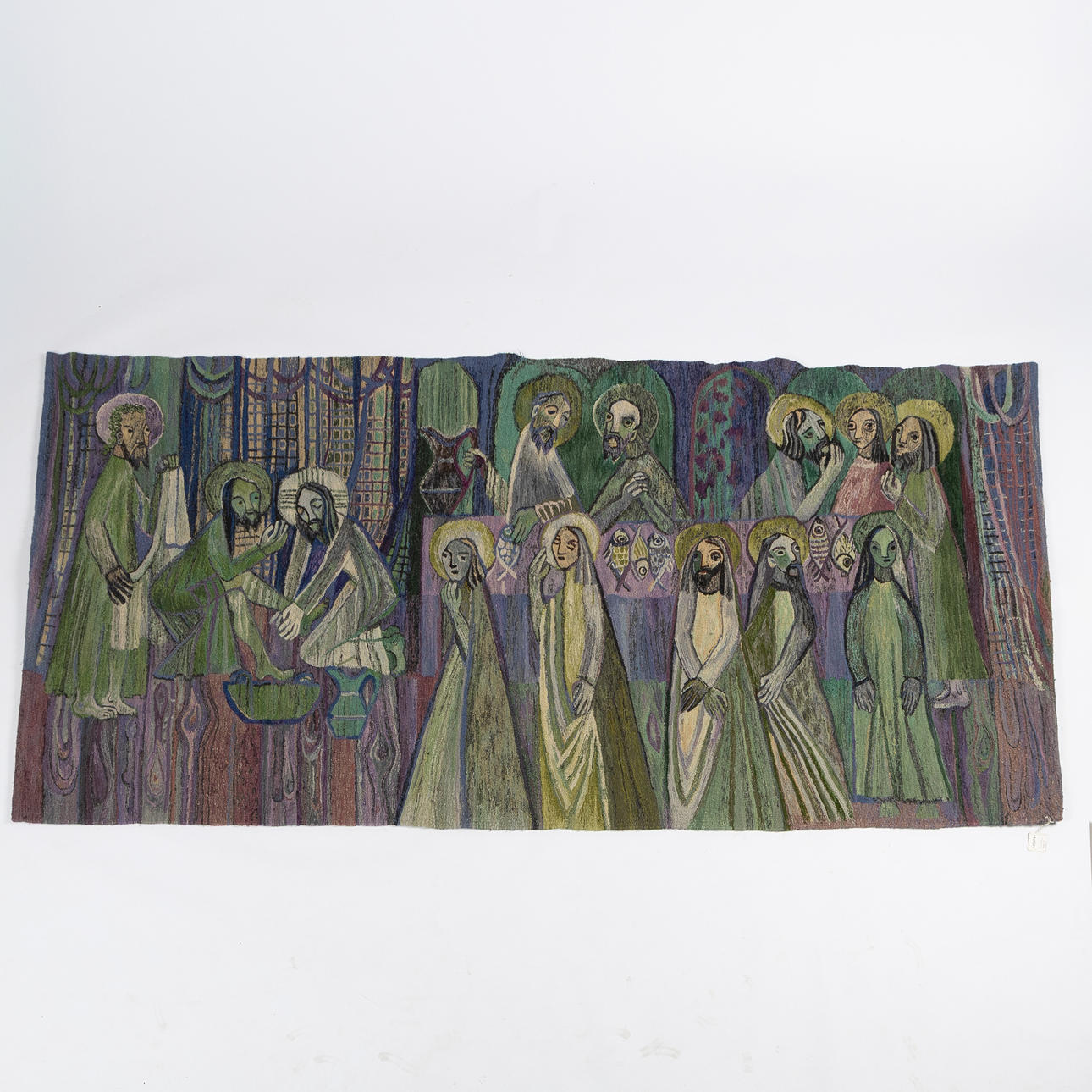 H GALKOWSKA. Väggbonad, gobeläng, "Wieczerza", signerad, Polen 1900-tal.