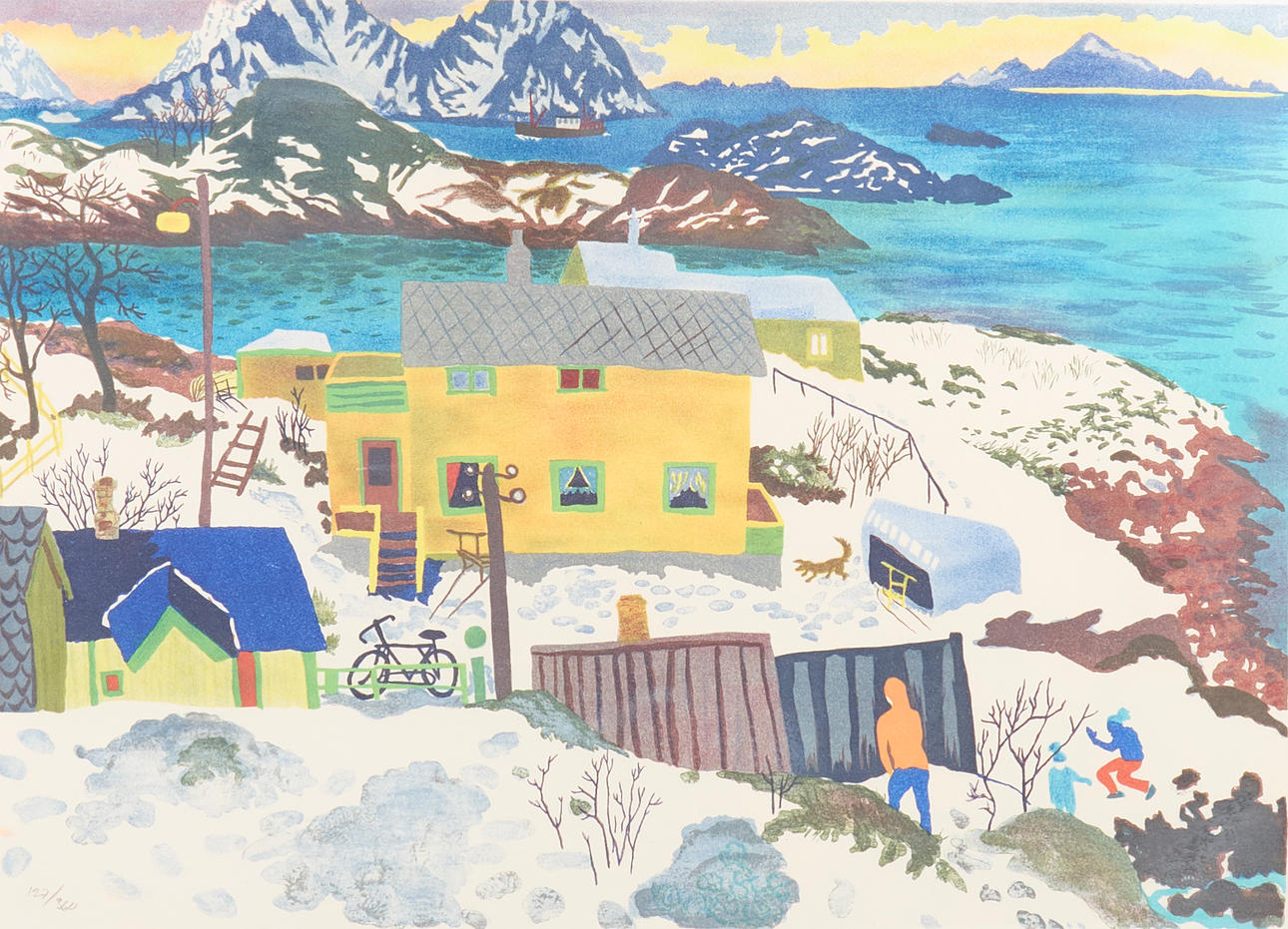 MONA HUSS WALIN. Colour lithographs 2 pcs, Motifs from Lofoten, signed 360 edition.
