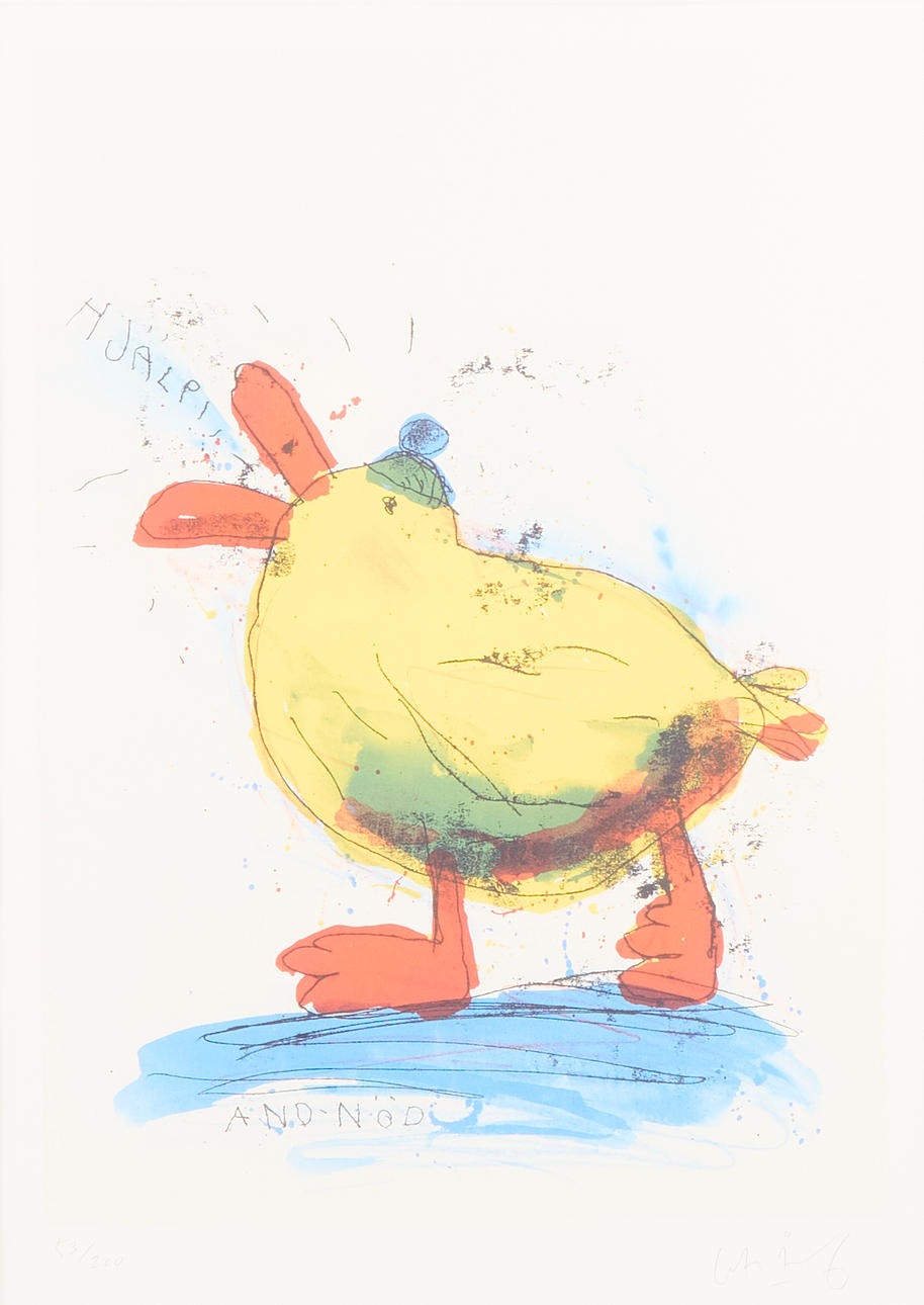 LASSE ÅBERG. Colour lithograph, signed 53/200, "And-nöd".