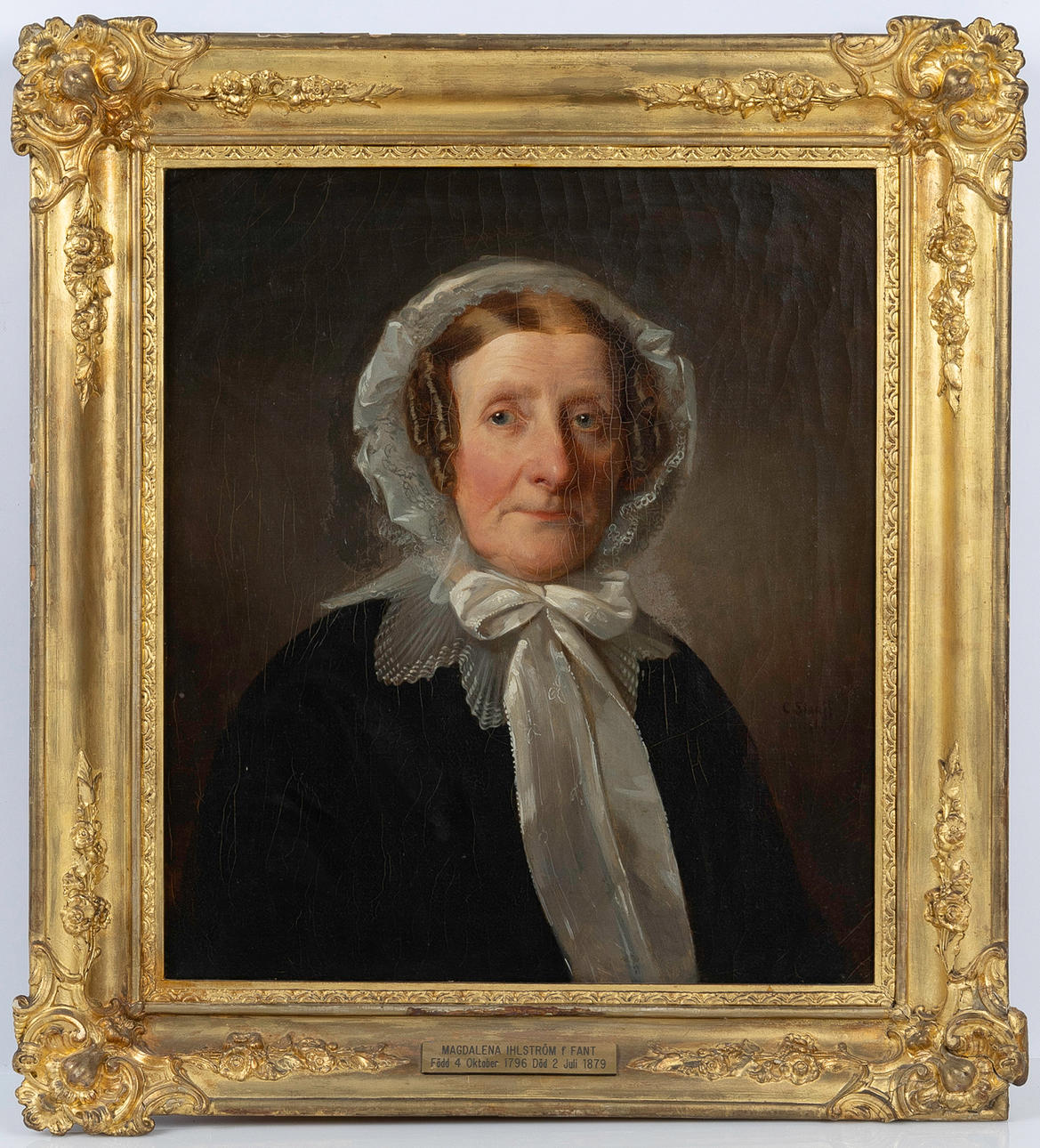 CARL STAAFF. Porträtt av Magdalena Ihlström f. Fant, olja på duk, signerad och daterad 1860.