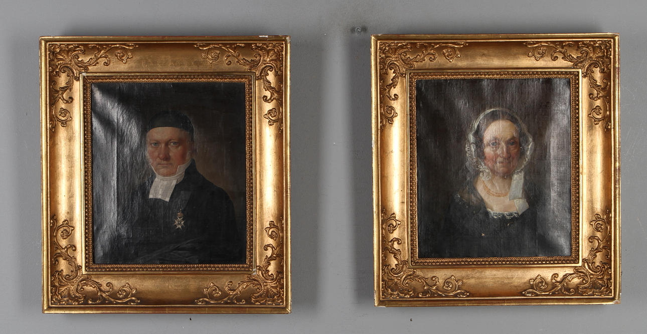 OKÄND KONSTNÄR. Porträtt, 2 st, olja på duk, tidigt 1800-tal.
