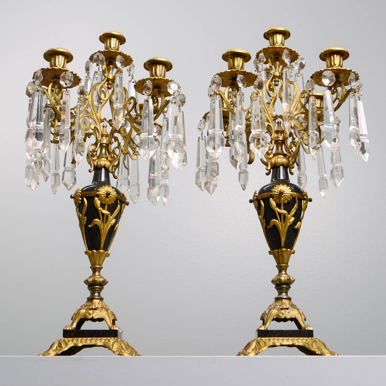 CANDELABRA, 2 pcs, Oscarian, late 19th century.
