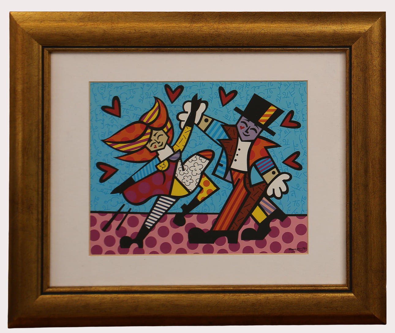 ROMERO BRITTO. Efter, tryck, "Dancing Couple", signerad i trycket.