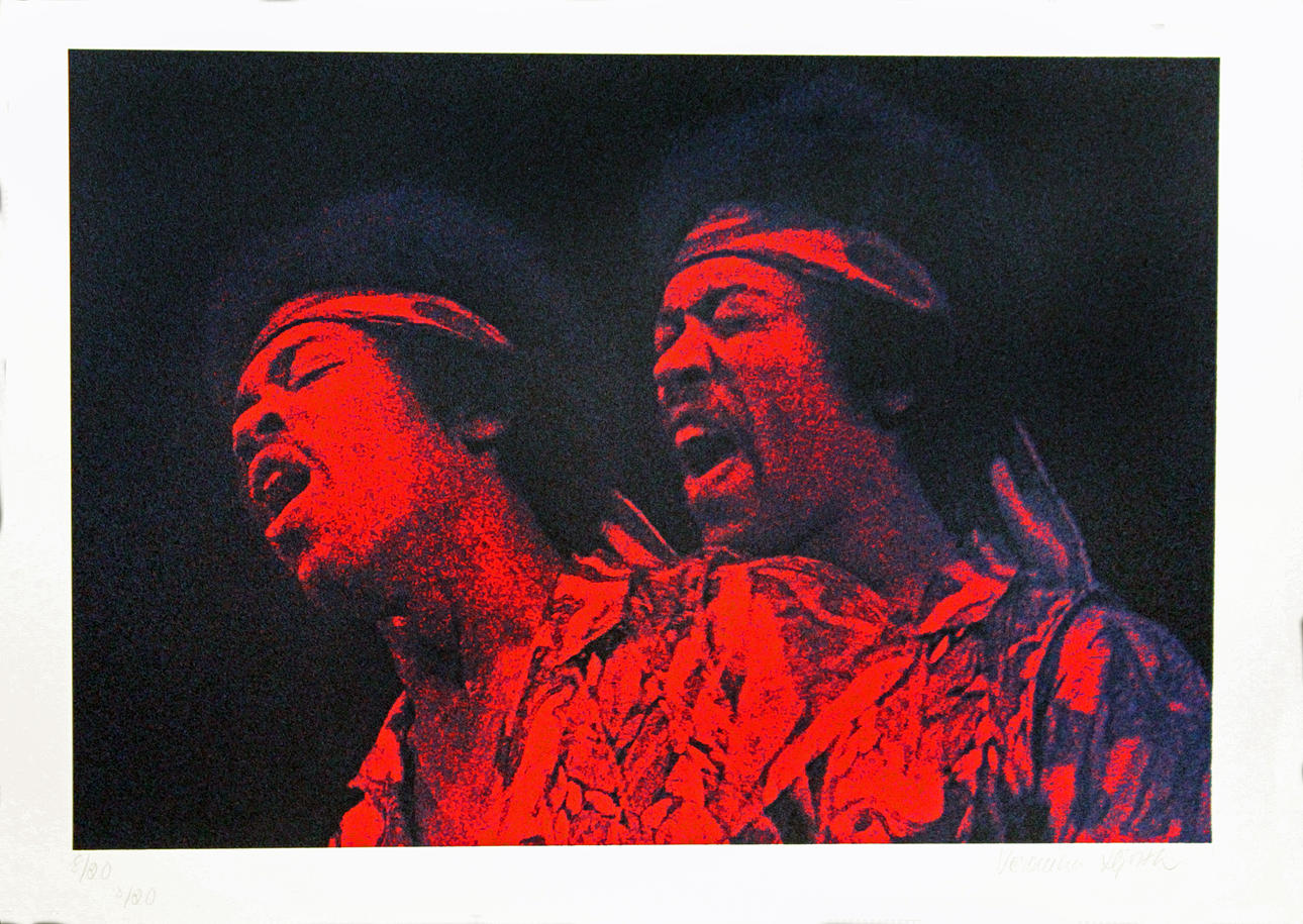 VERONIKA HJORT. Jimi Hendrix. Färgserigrafi. Signerad. 8/20.