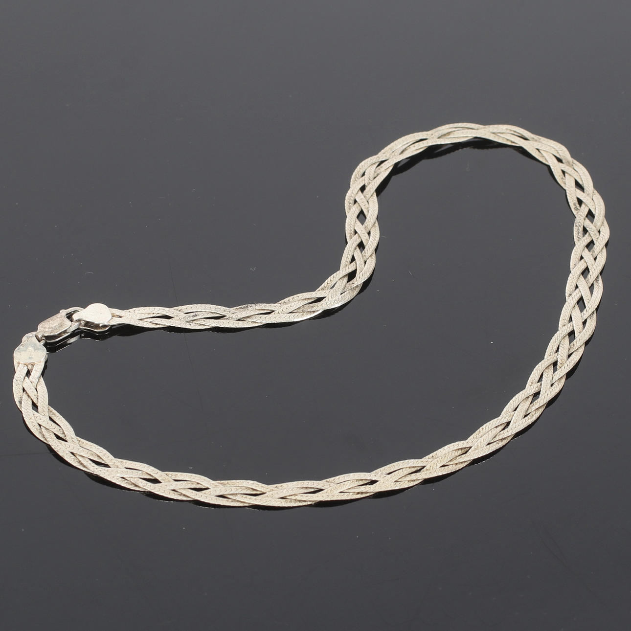 (2510-245) COLLIER, Sterling silver, flätad. 1900-tal.