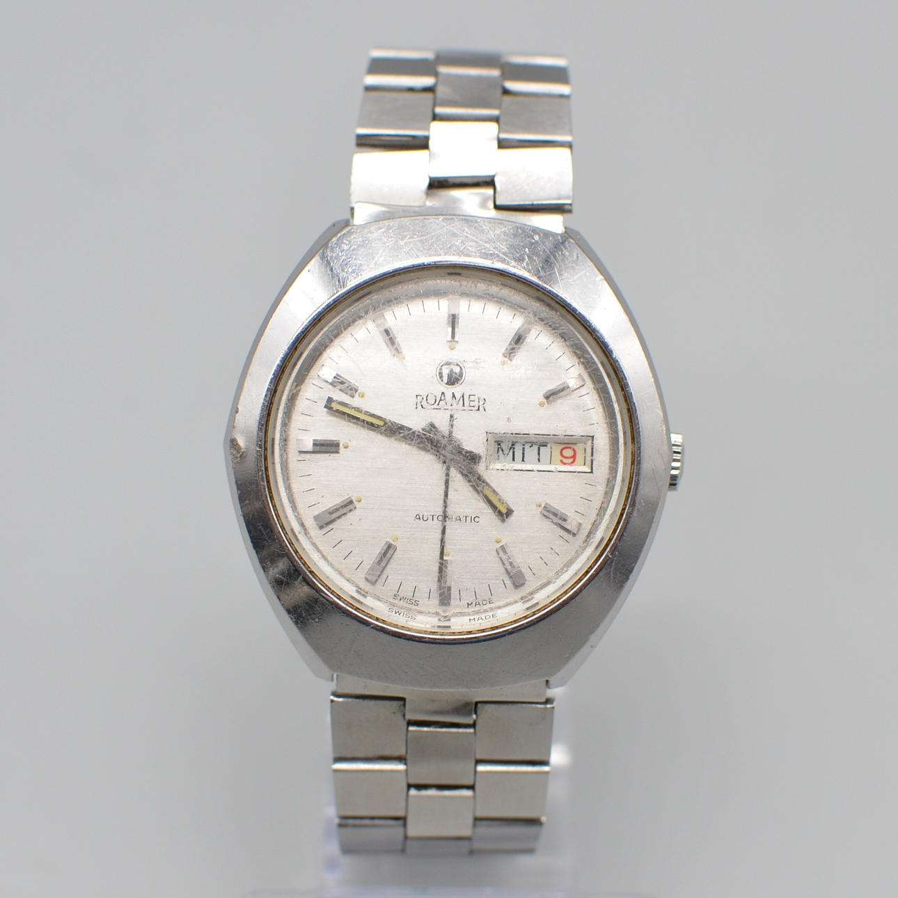 ROAMER AUTOMATIC AS 2066, DAYDATE, ROSTFRITT STÅL, CA 1970.