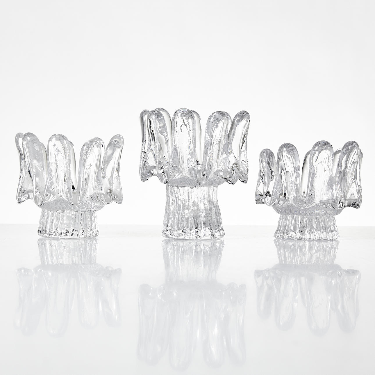 GÖRAN WÄRFF. Ljushållare 3 st, glas, "Sunflower", Kosta. 1900-talets andra hälft.