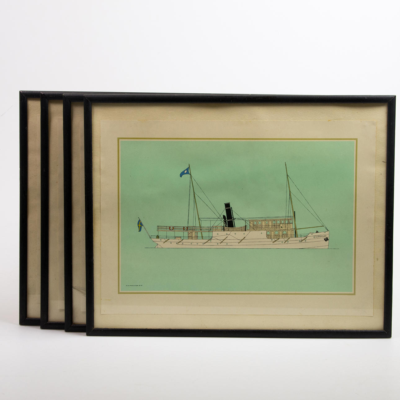 BOOTSBILDER, 4tlg., gerahmt, KE Ingeby.