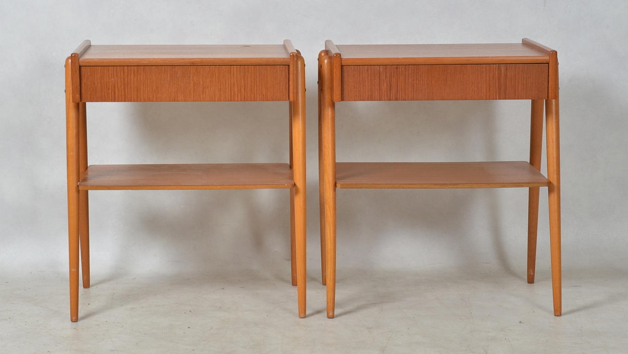 TELEPHONE TABLE, 1 pair, teak, 1950s/60s.