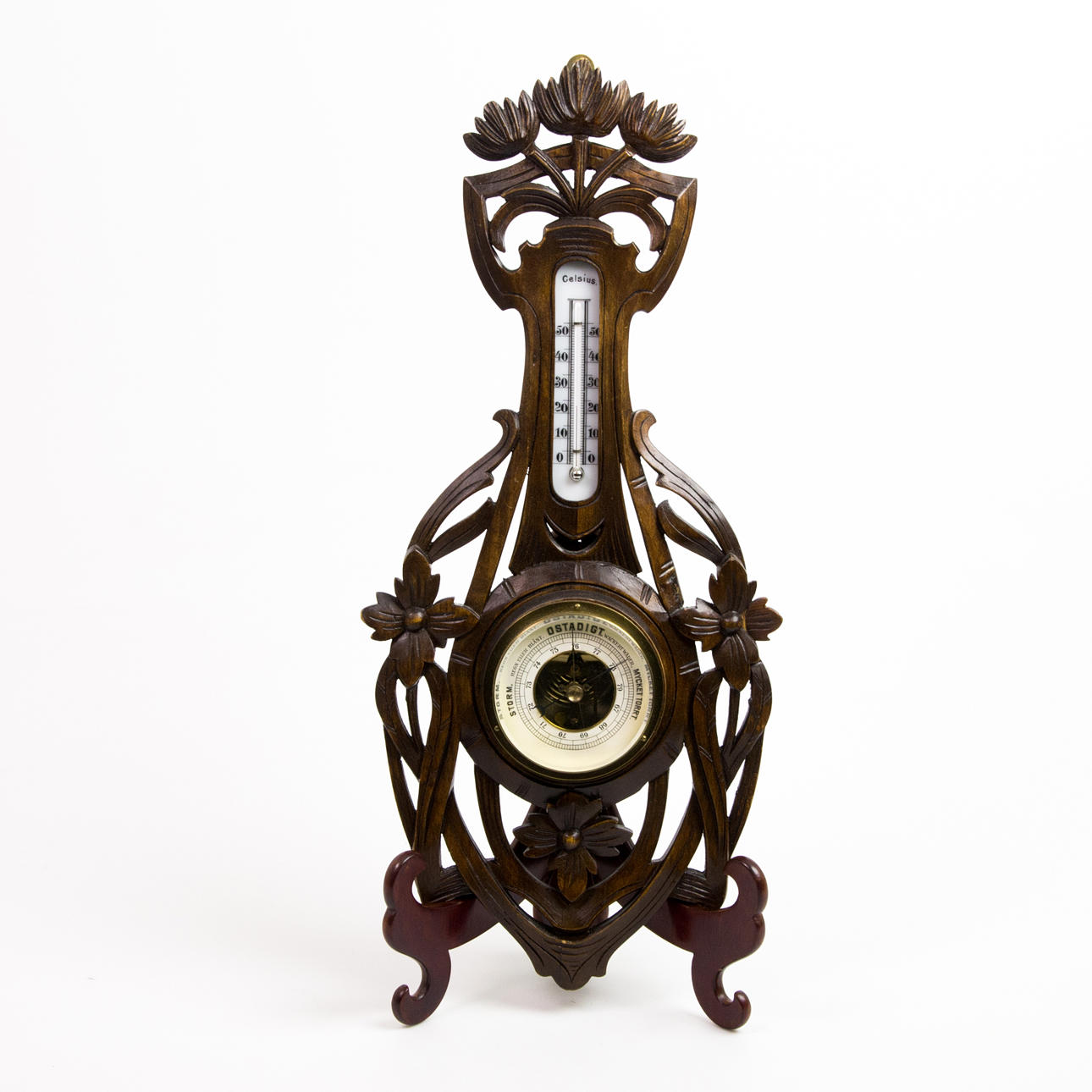 BAROMETER, skuret trä, 1900-tal.