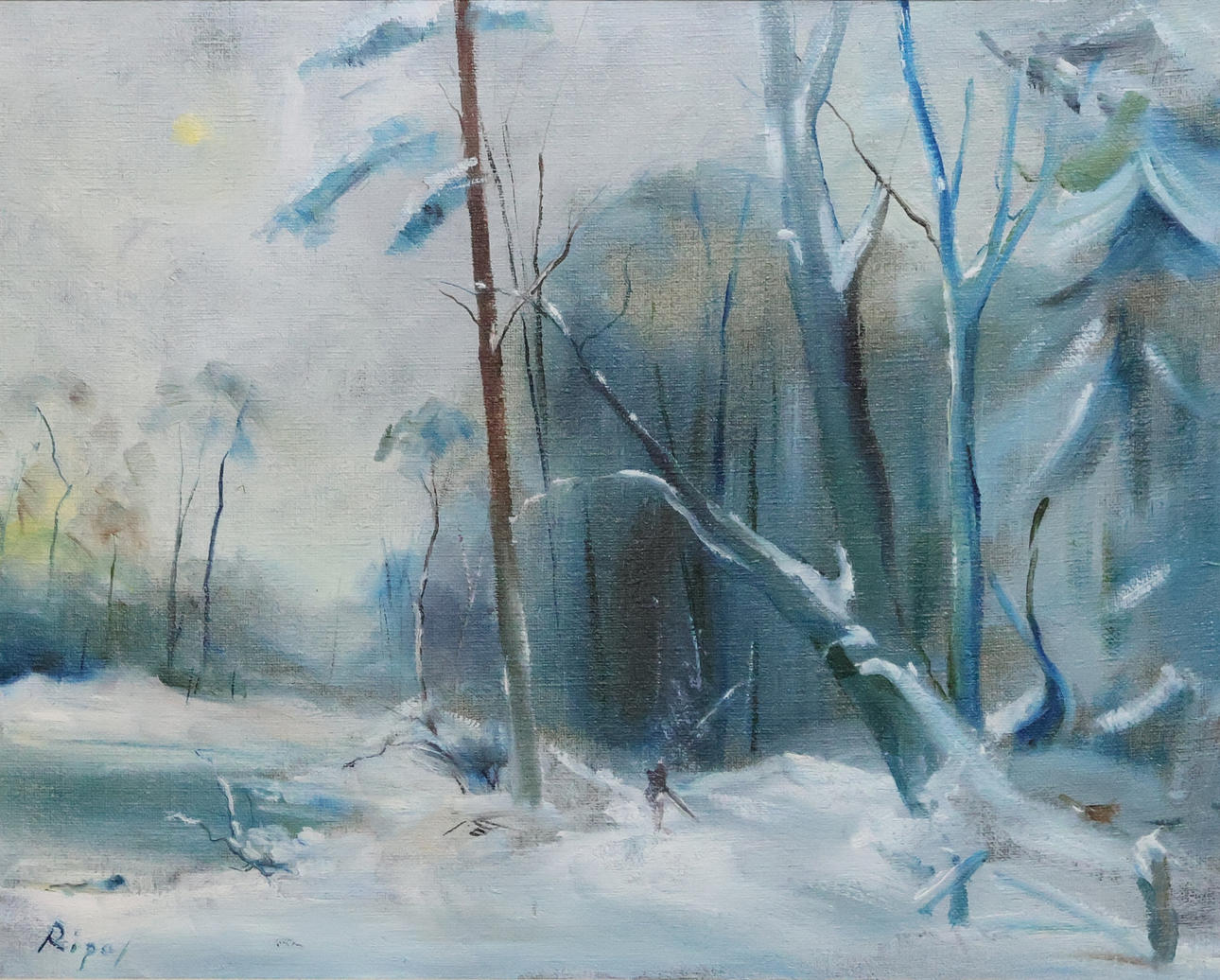 HANS RIPA. olja på duk, "Vinter i storskogen".