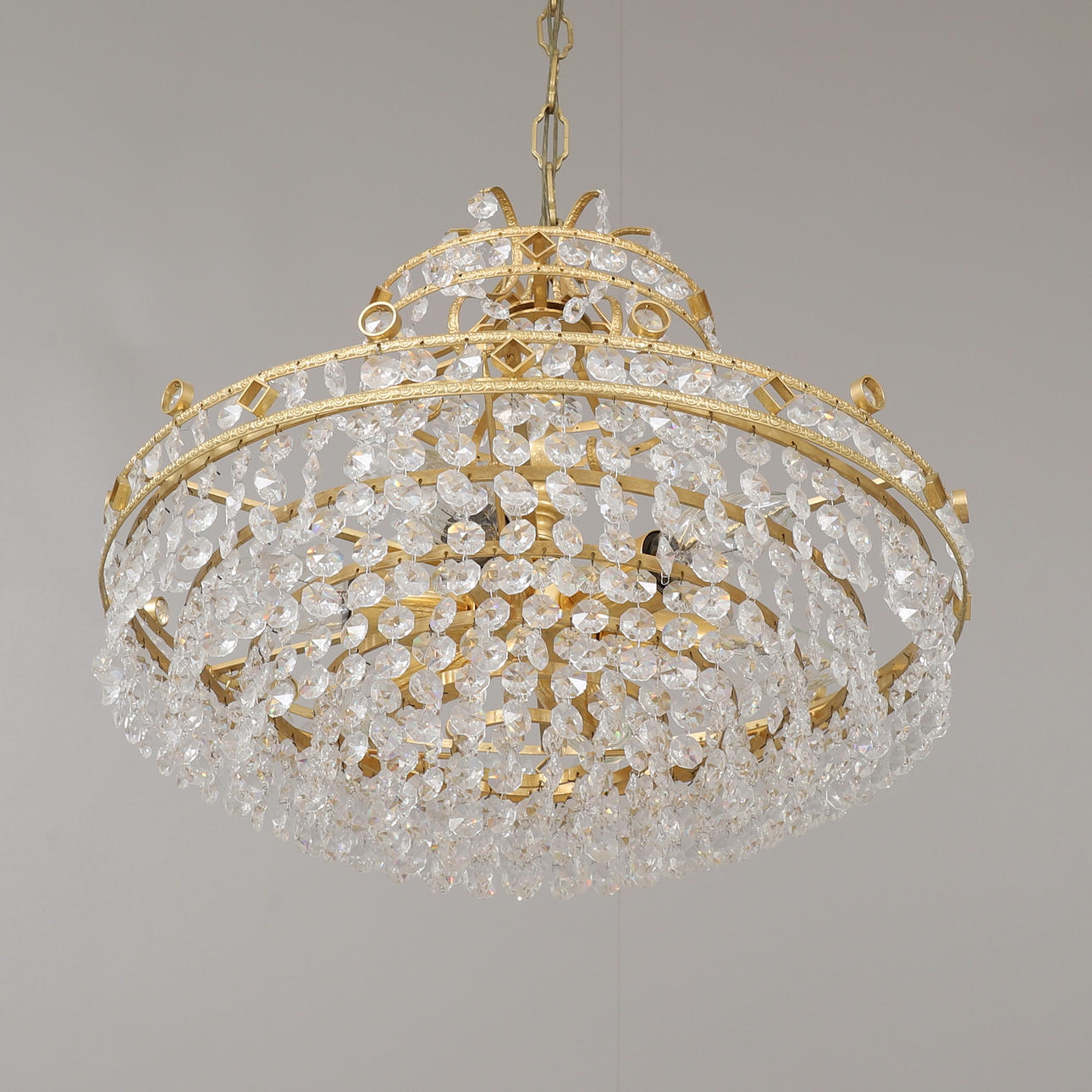 CEILING LAMP, metal frame, cut prisms. Lighting & Lamps - Ceiling ...