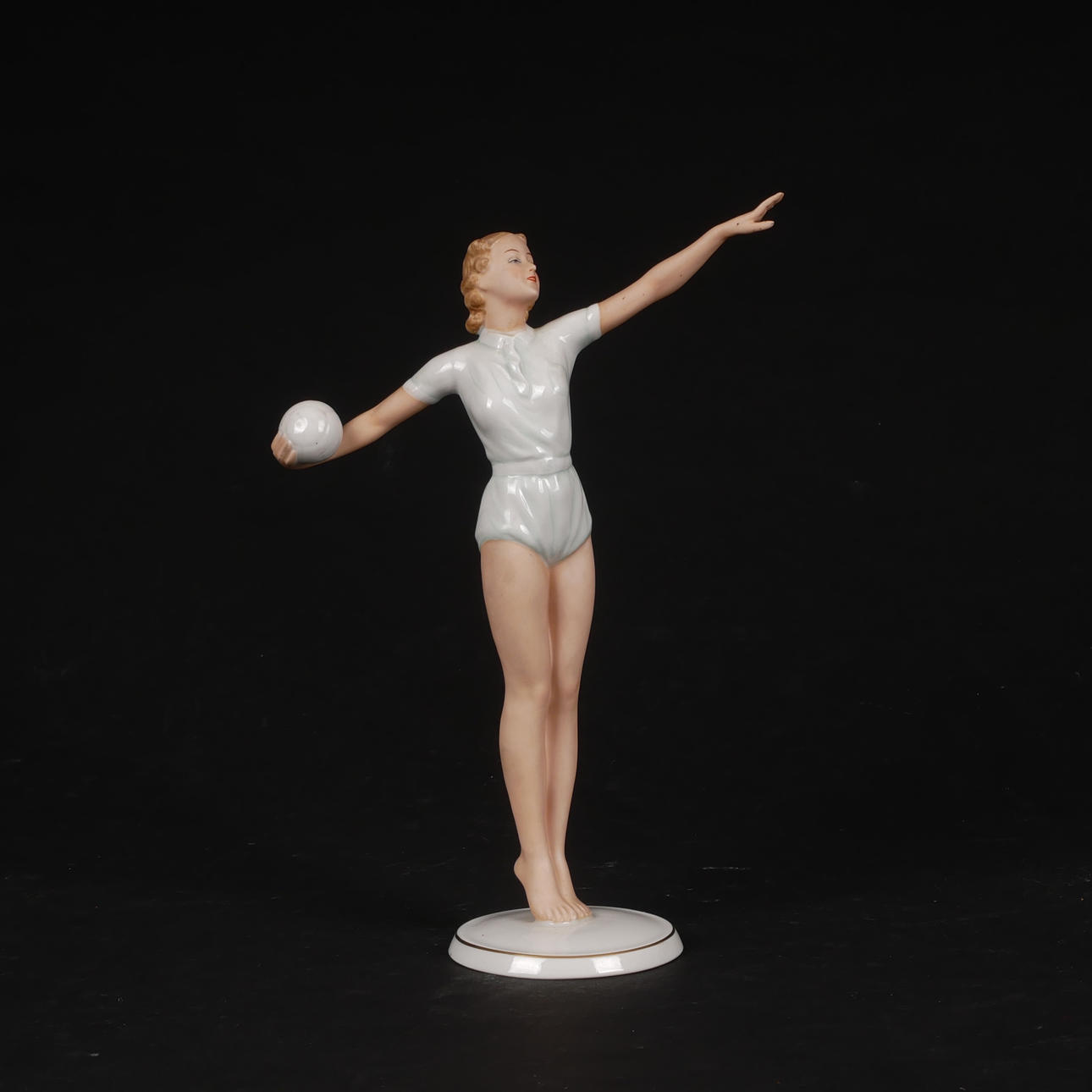 FIGURIN, delvis glaserat porslin, Wallendorf.
