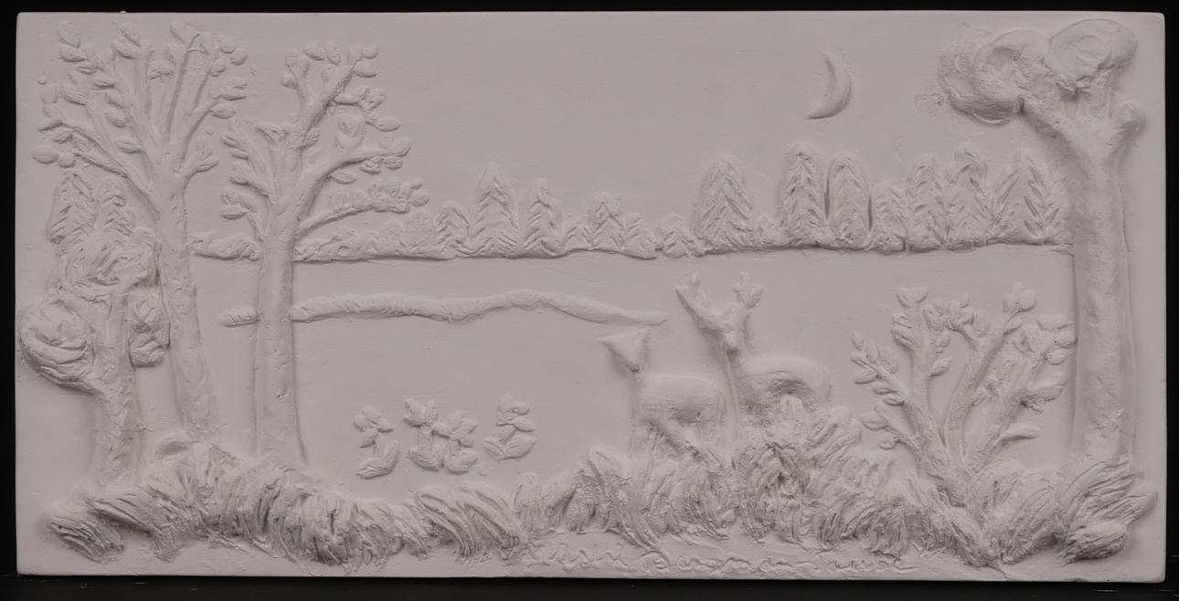 ASTRI BERGMAN-TAUBE. "Änglamark", relief, gips, signerad.