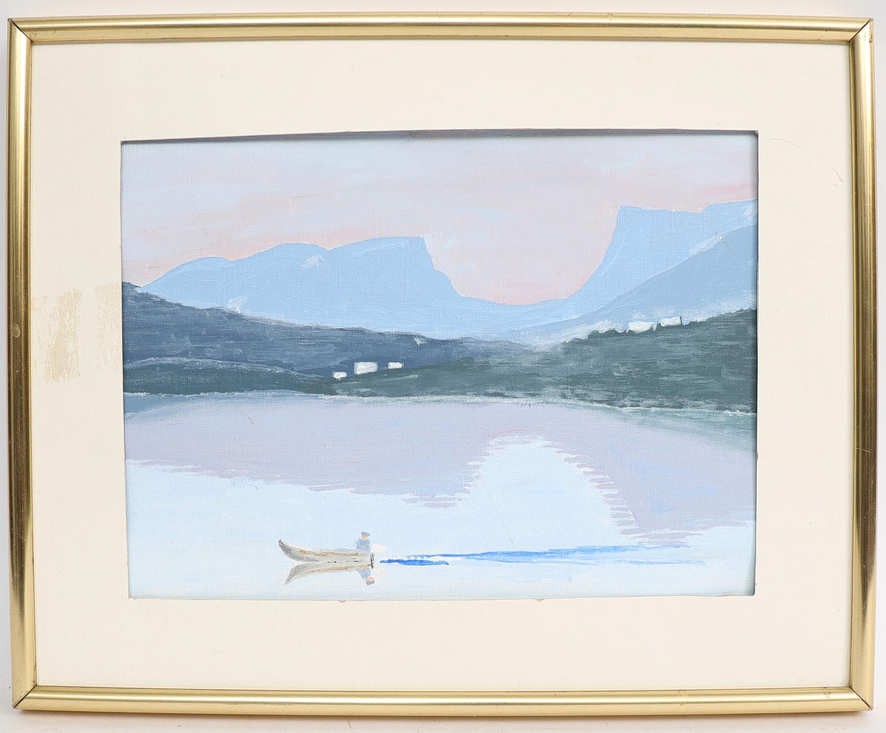 NILS LÖFSTRÖM. Vattendrag med fiskare, blandteknik, monogramsignerad.