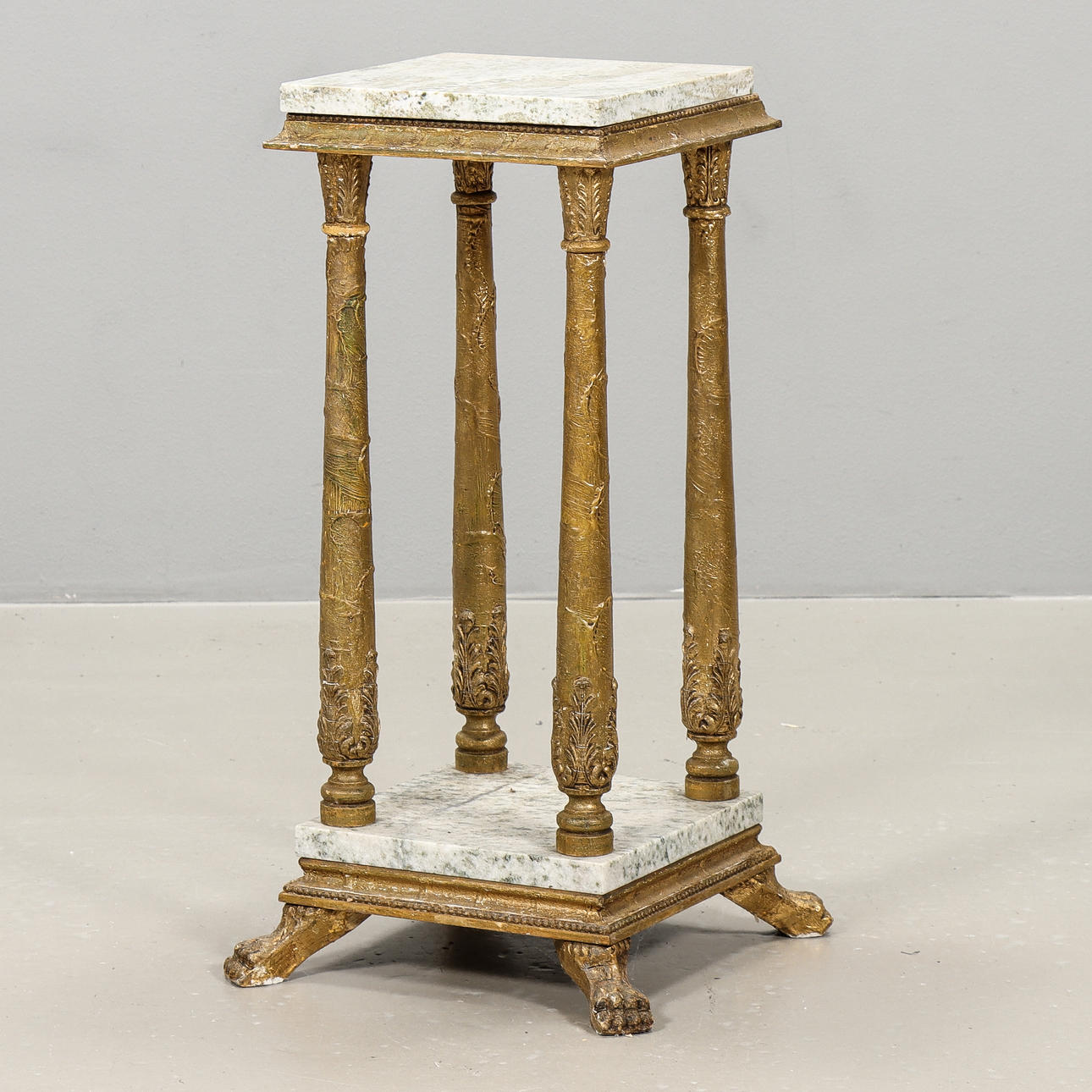 PIEDESTAL Empirestil, bronserad dekor, stenskivor, 1900-talets mitt.