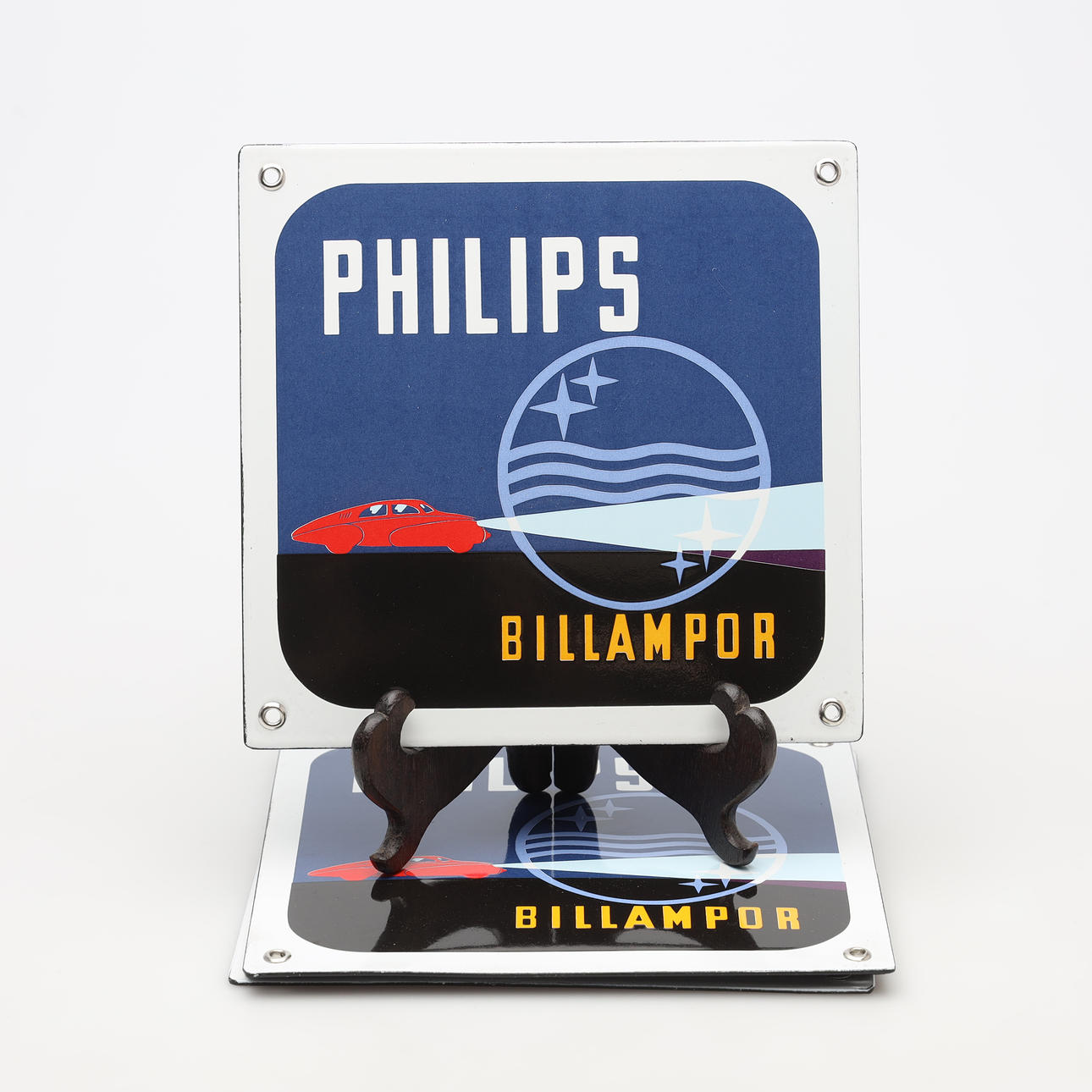 REKLAMSKYLTAR, 4 st, Philips billampor, emalj.