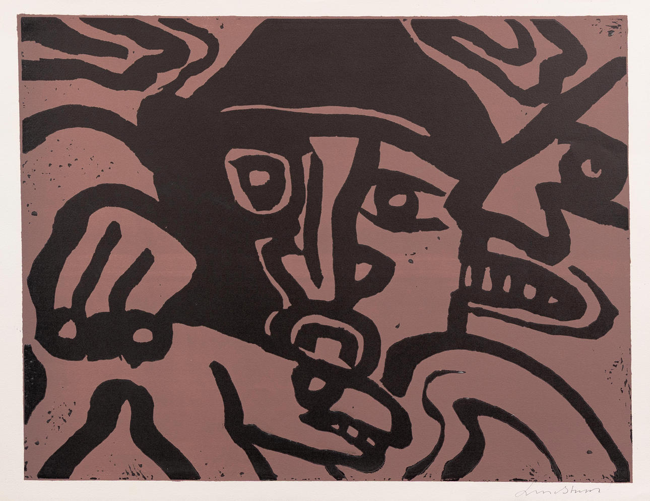 BENGT LINDSTRÖM. "Vakterna", litografi, signerad.