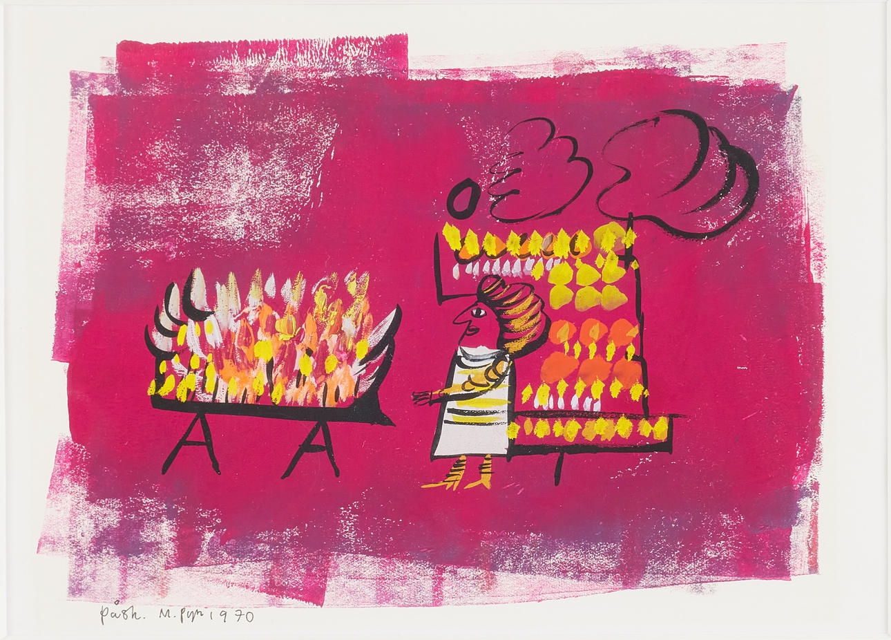 MADELEINE PYK. Påsk, gouache, signerad och daterad 1970.