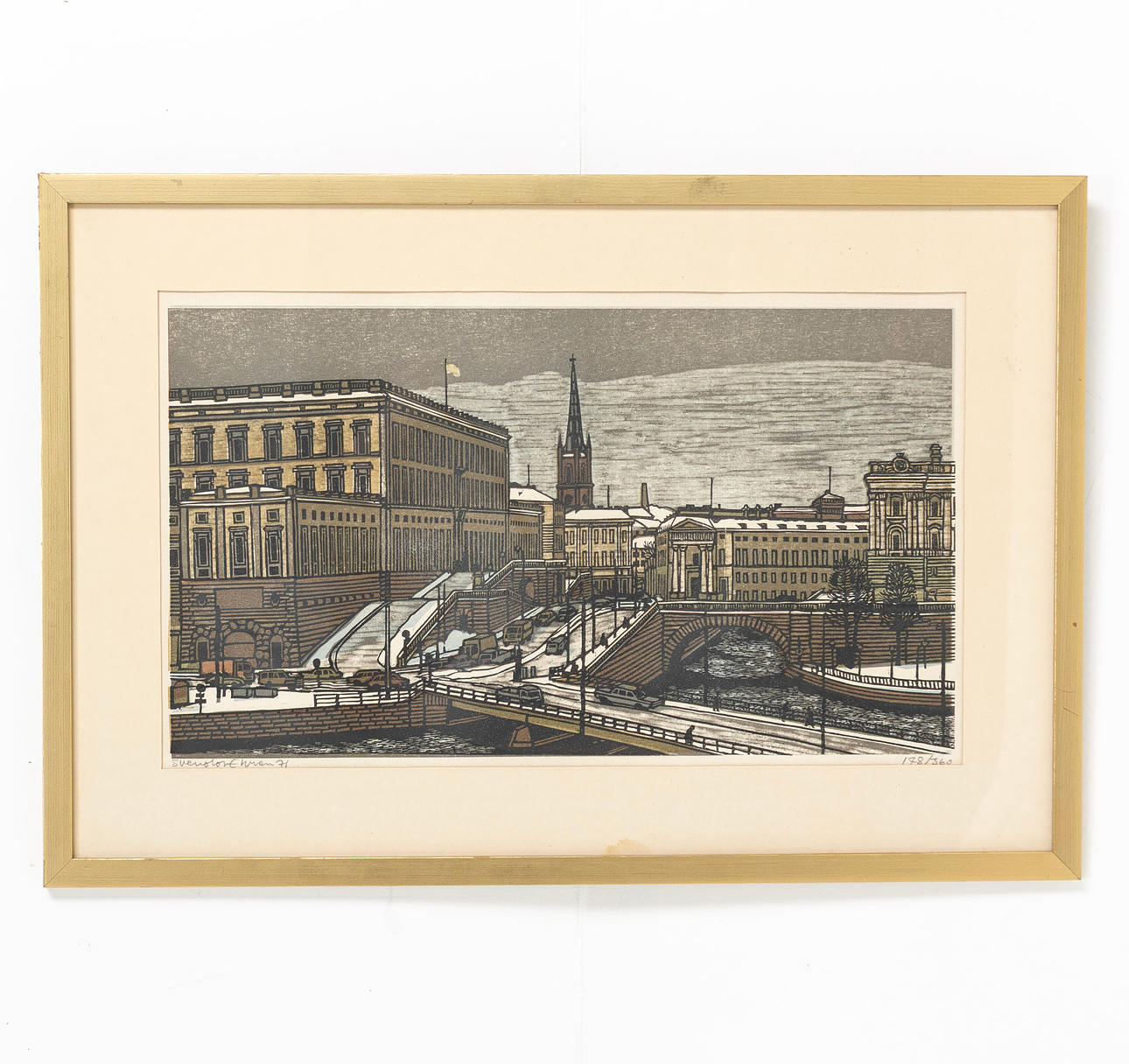 SVEN OLOF EHRÉN. Stockholmsmotiv, färglitografi, signerad 71 samt numrerad 178/360.