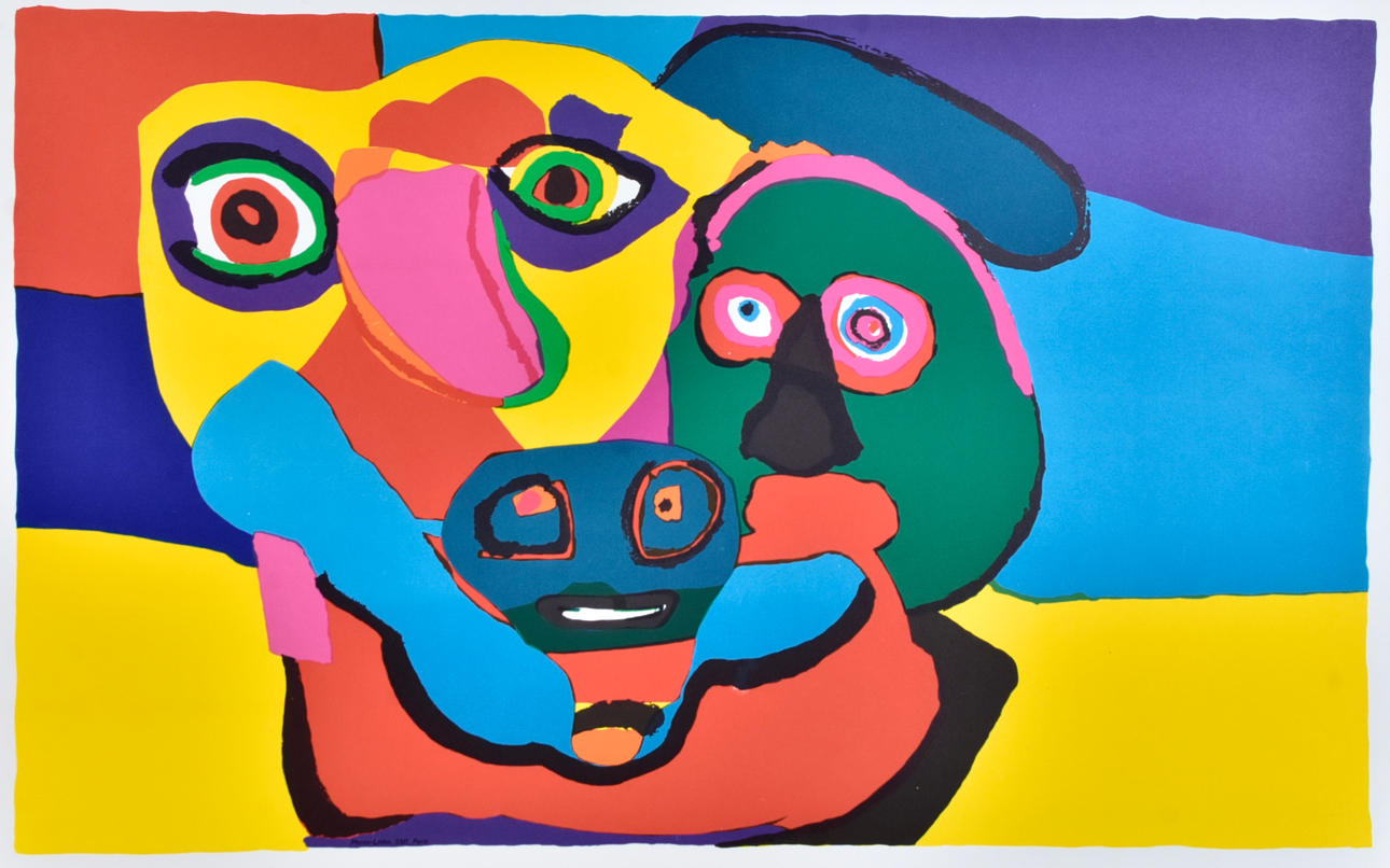KAREL APPEL. Färglitografi, Personnages 1971.