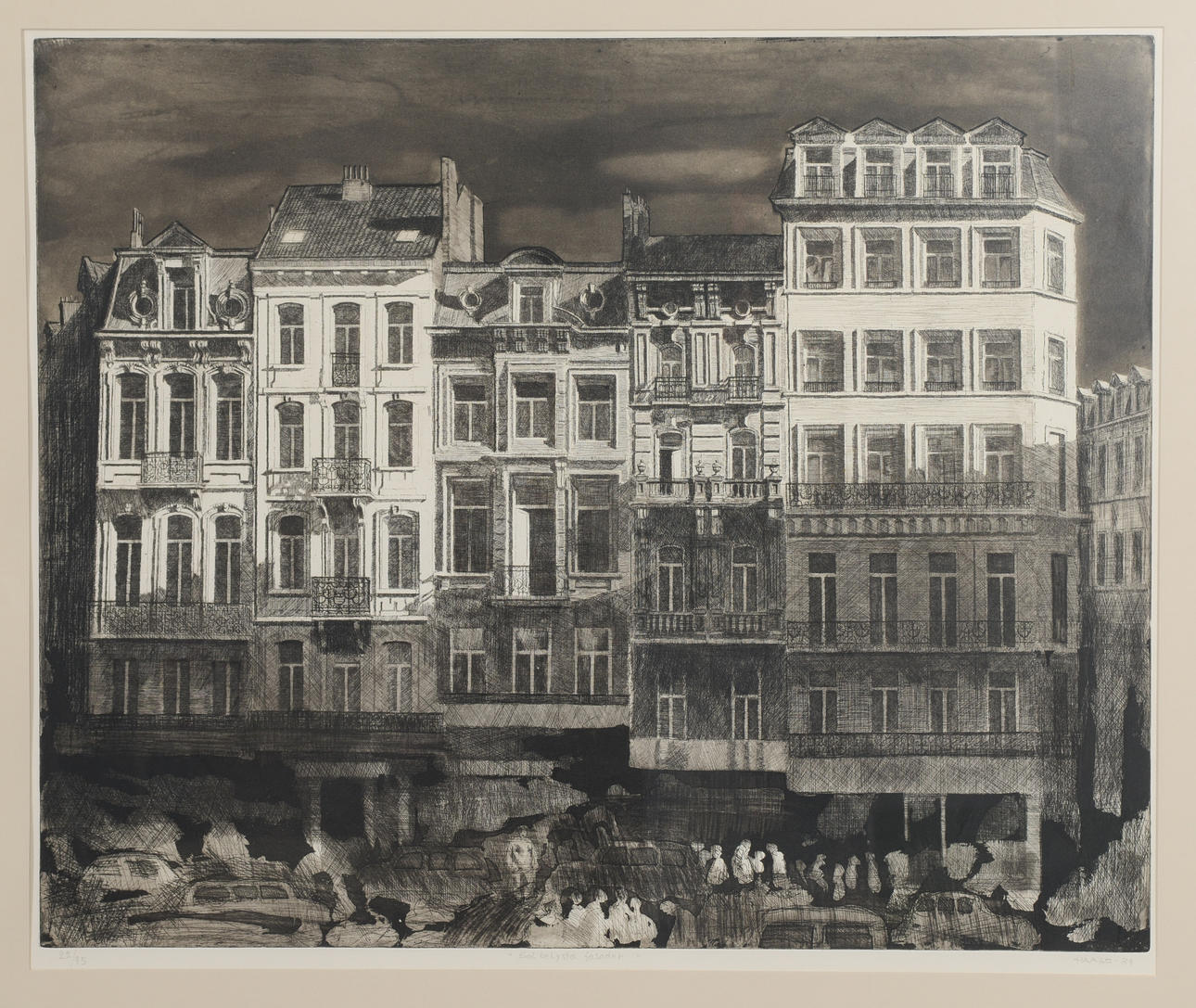SIXTEN HAAGE. "Solbelysta fasader" (Sunlit facades), etching, signed, numbered and dated 89.