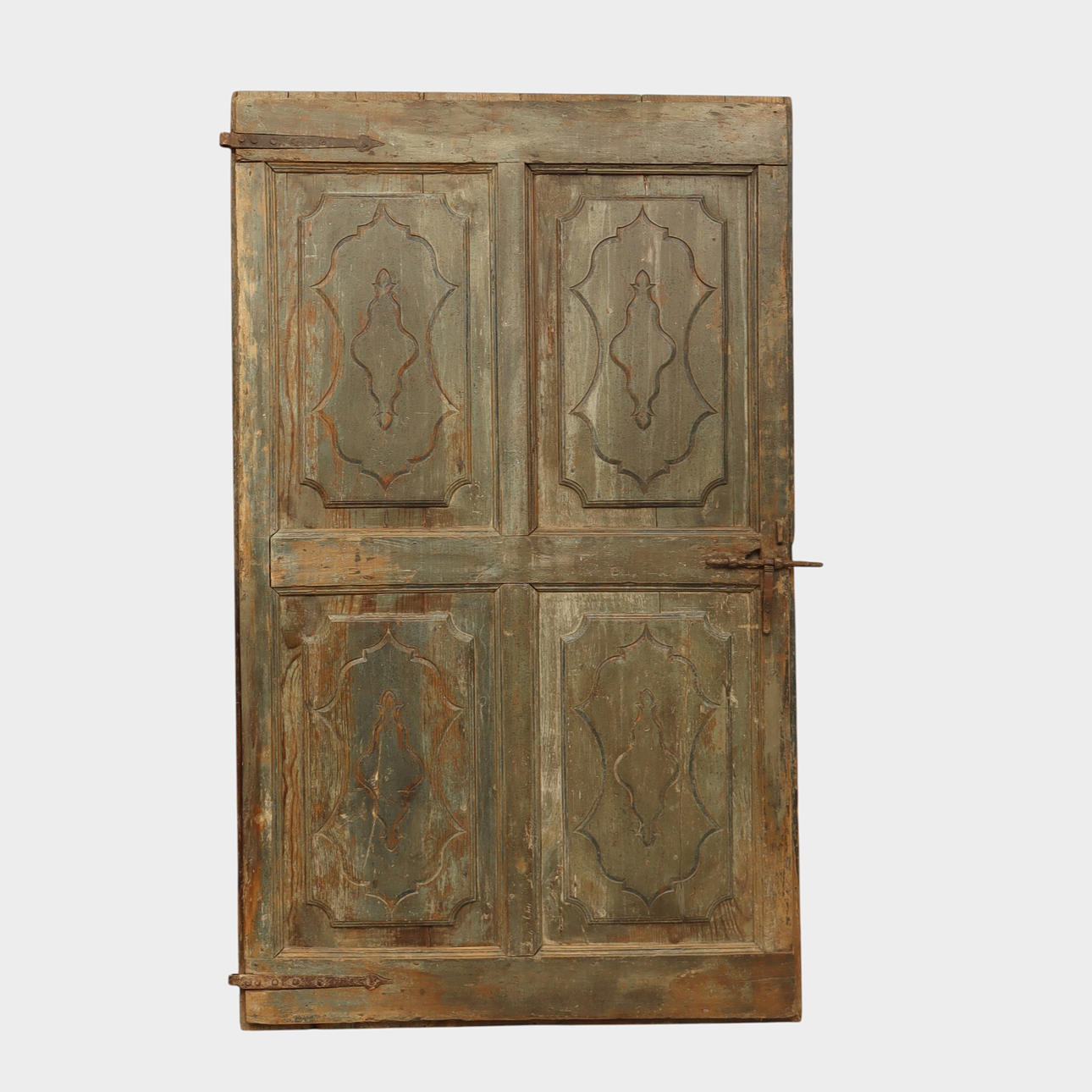 Door in painted pine, with original hardware, 18th century.