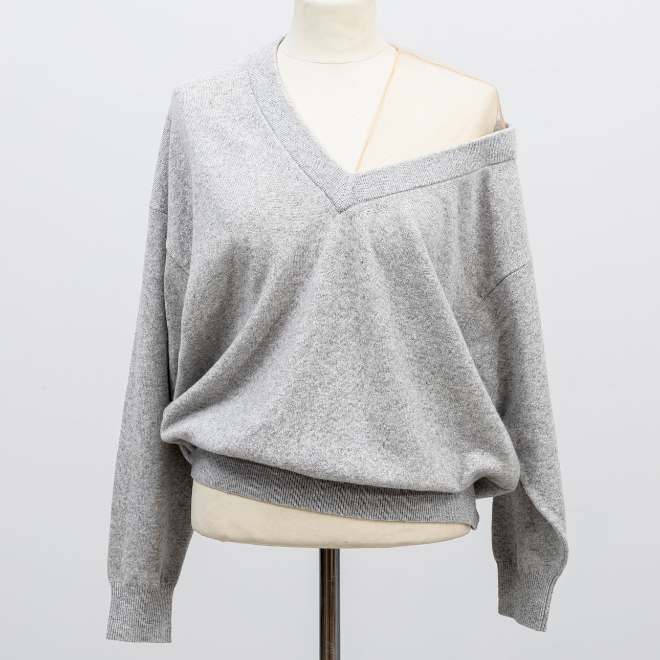 ALEXANDER WANG. Sweater, "V-neck Pullover with illusion tulle", size approx. small.