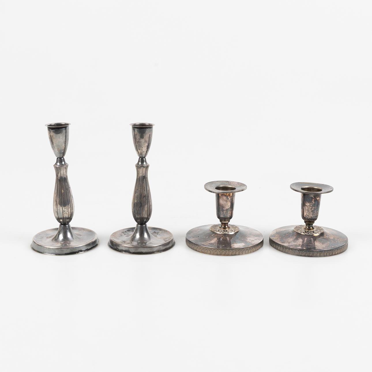 LJUSSTAKAR, 2 par, silver, Sverige 1900-tal.