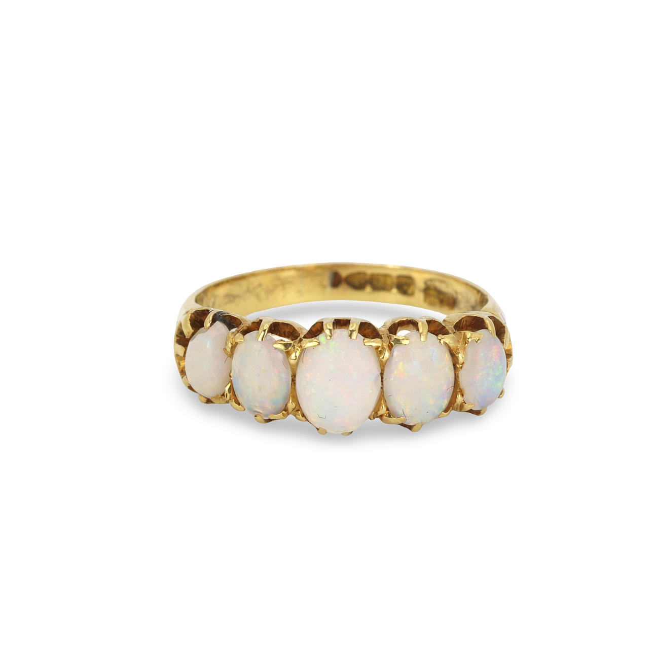 RING I 18KT GULD MED OPALER.