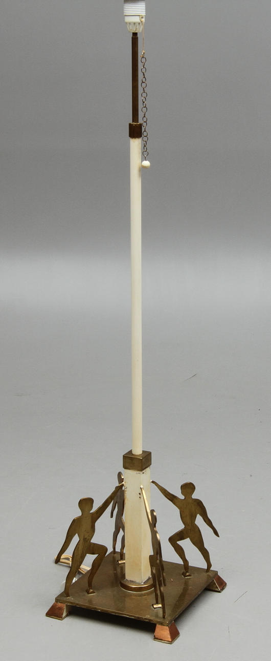 GOLVLAMPA, mässing, signerad Birger O. 1900-tal.