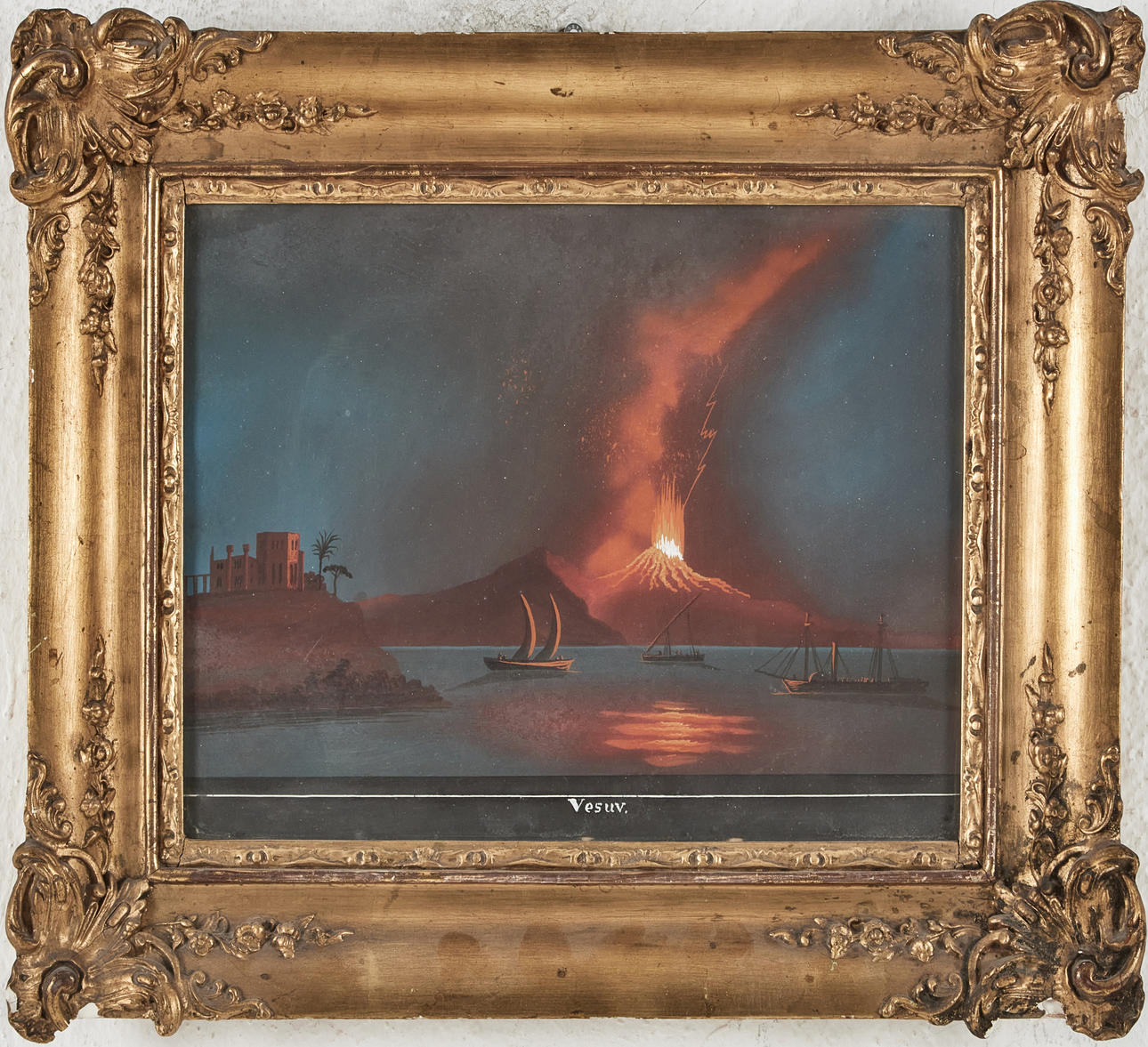 OIDENTIFIERAD KONSTNÄR. Motiv av Vesuvius, 1800-tal, akvarell.