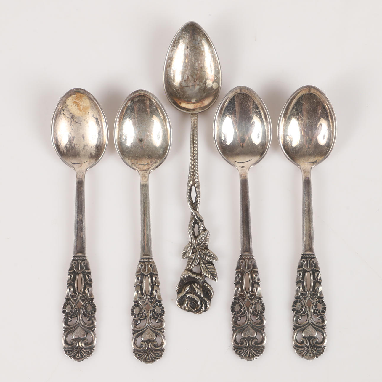 KAFFESKEDAR, 5 stycken, silver.
