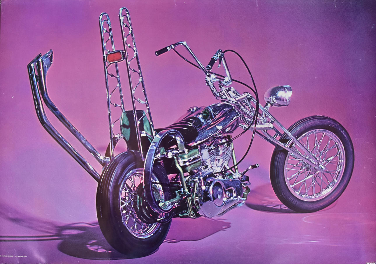 AFFISCH, offsettryck, Harley Davidson, Chopper, Scandercor, 1972.