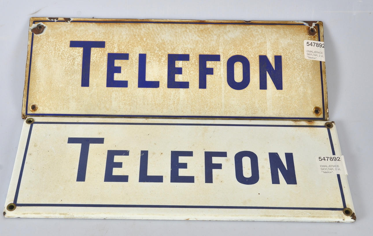EMALJERADE SKYLTAR, 2 st, "Telefon".